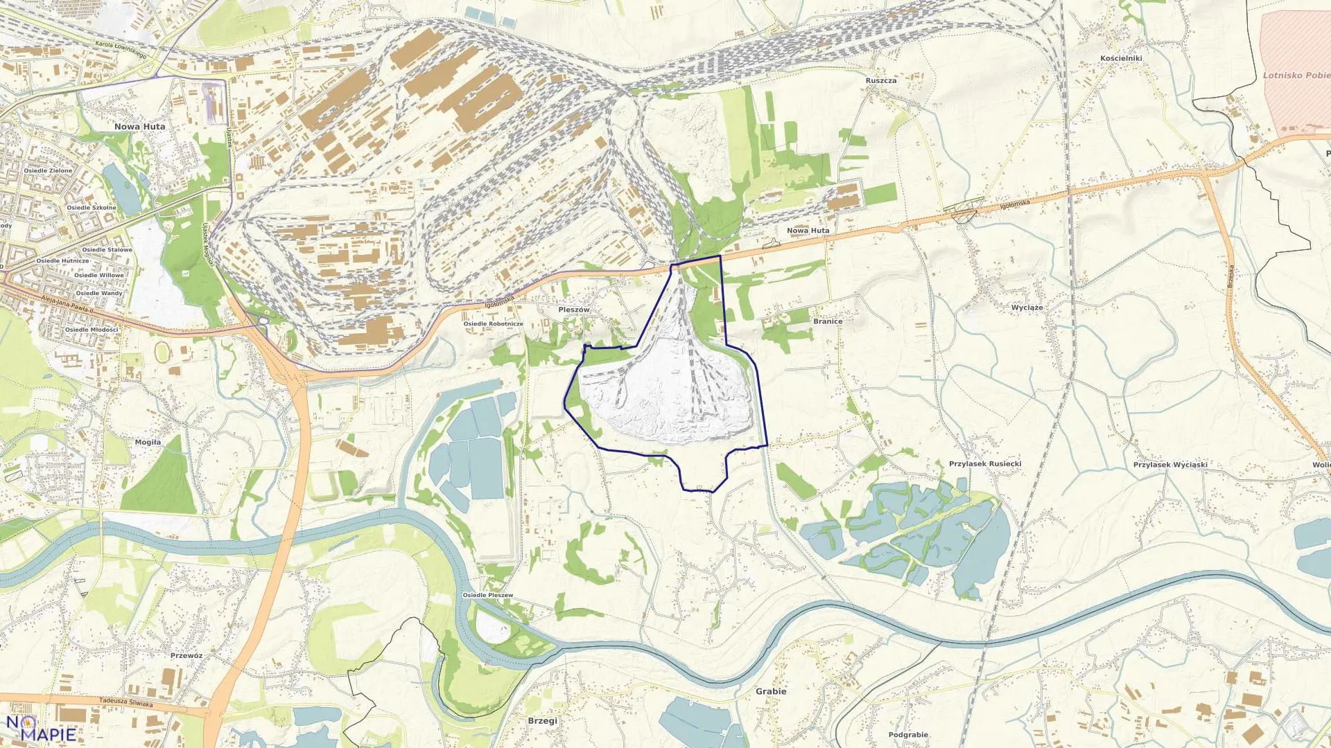 Mapa obrębu NH-38 w mieście Kraków