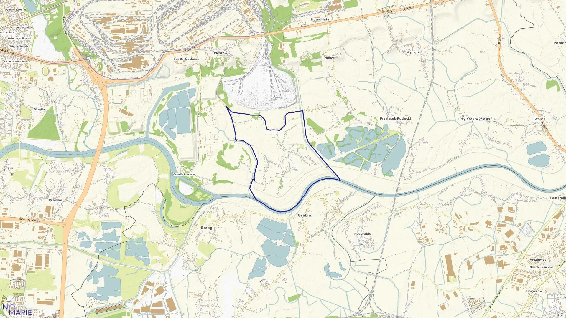 Mapa obrębu NH-39 w mieście Kraków