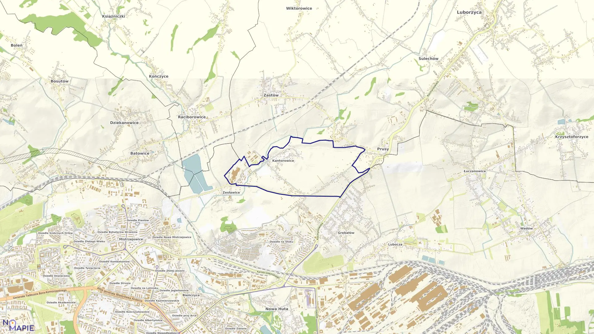 Mapa obrębu NH-4 w mieście Kraków