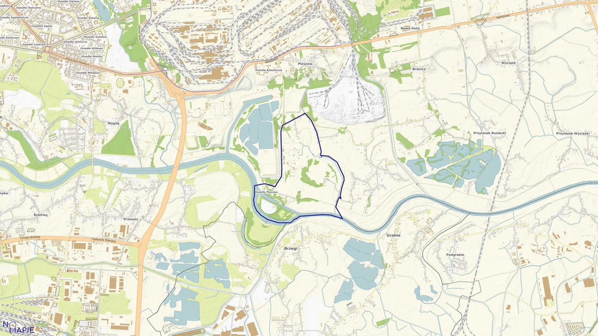 Mapa obrębu NH-40 w mieście Kraków