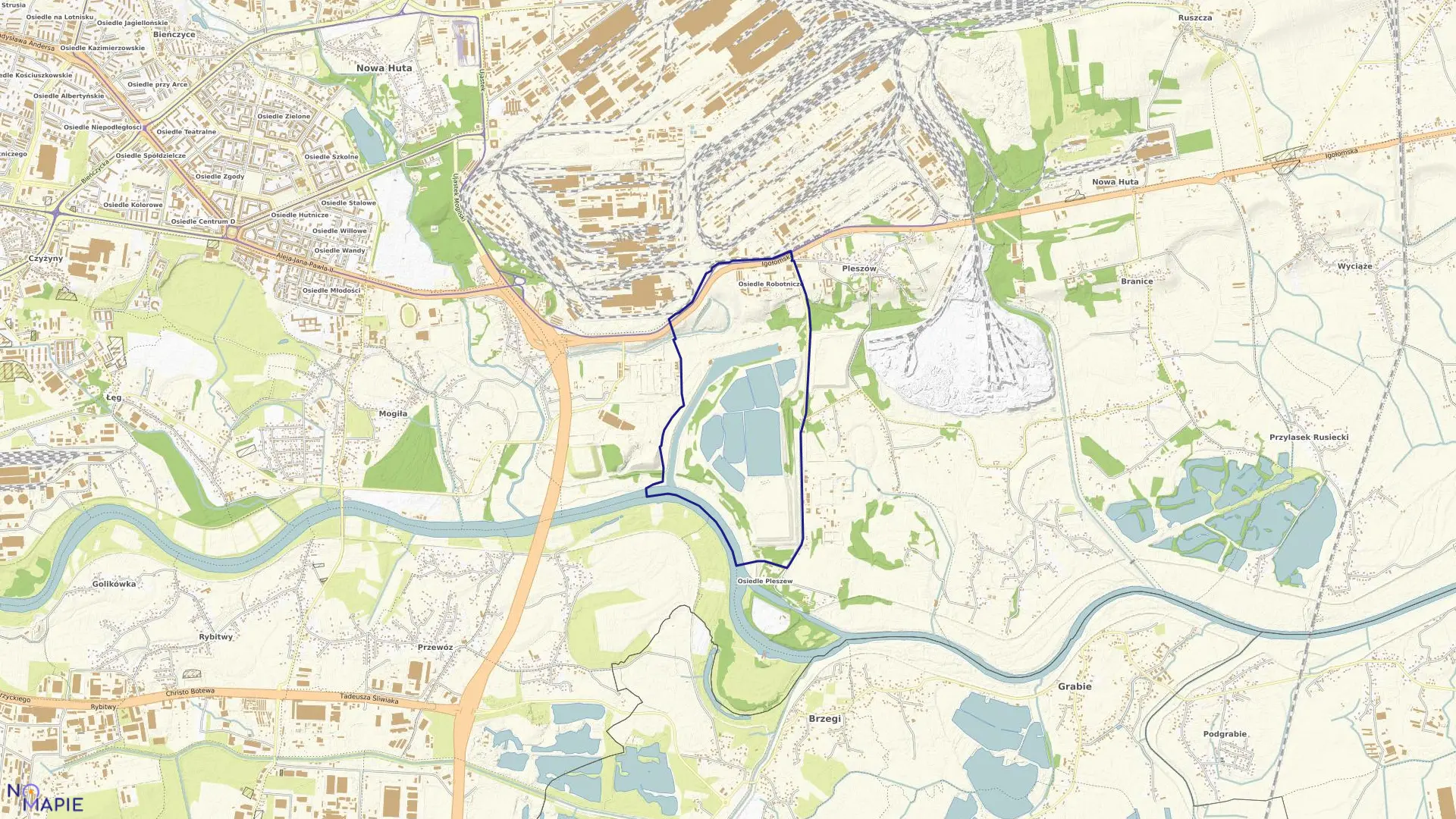 Mapa obrębu NH-42 w mieście Kraków