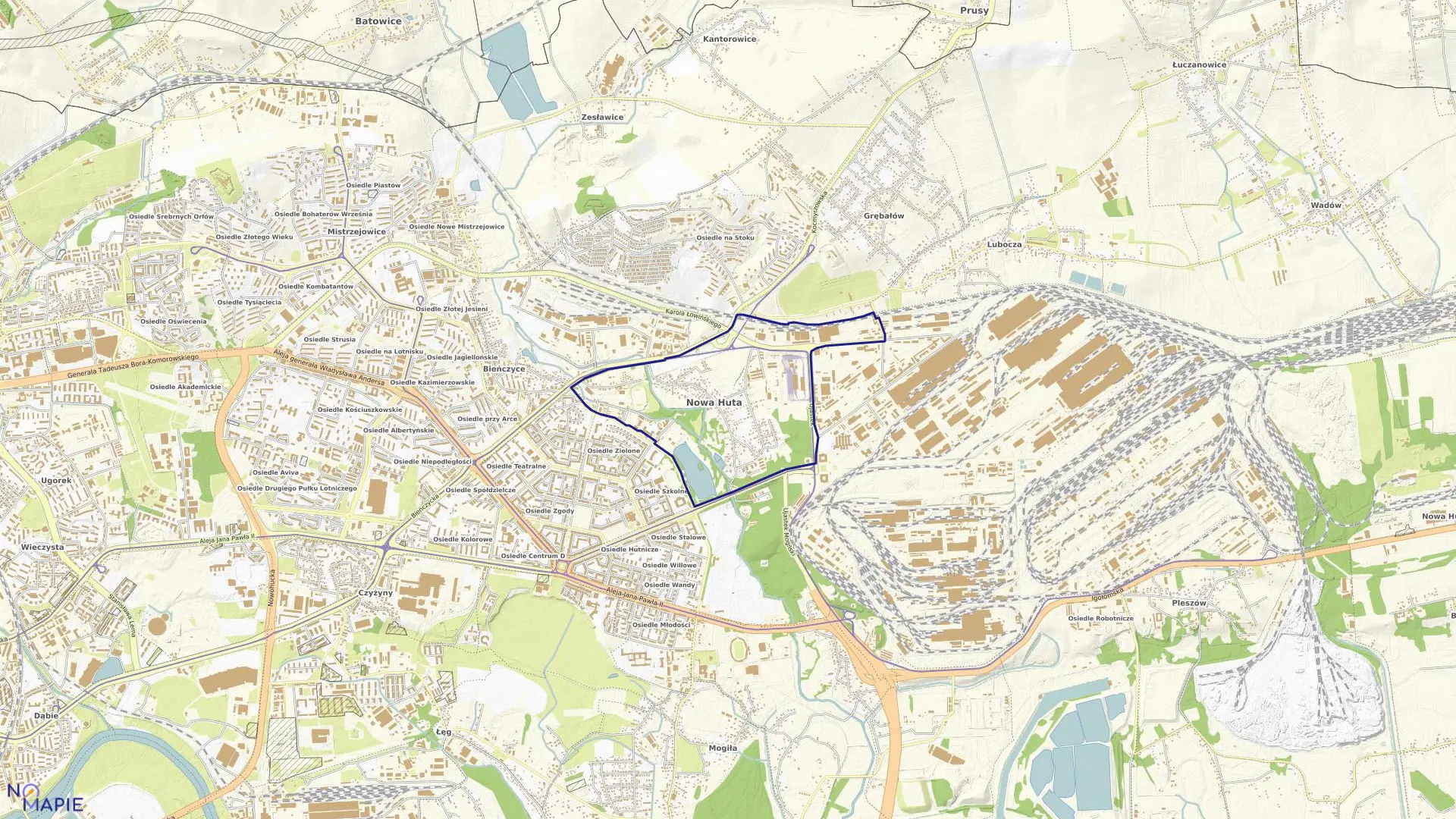 Mapa obrębu NH-44 w mieście Kraków