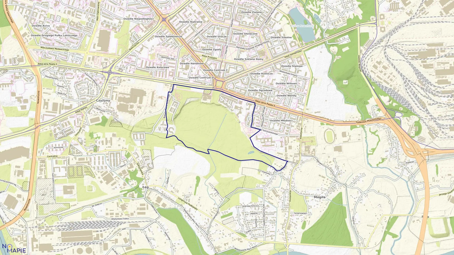 Mapa obrębu NH-48 w mieście Kraków