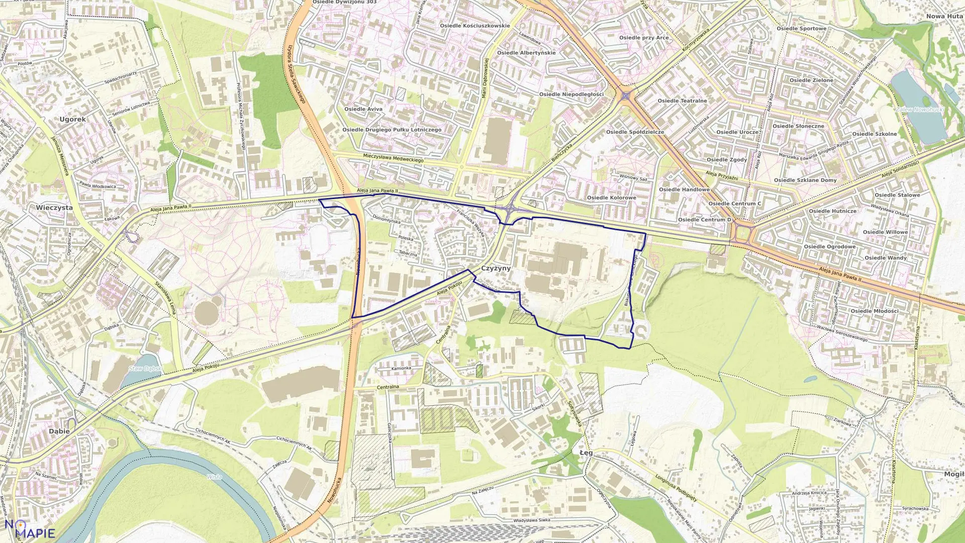 Mapa obrębu NH-49 w mieście Kraków