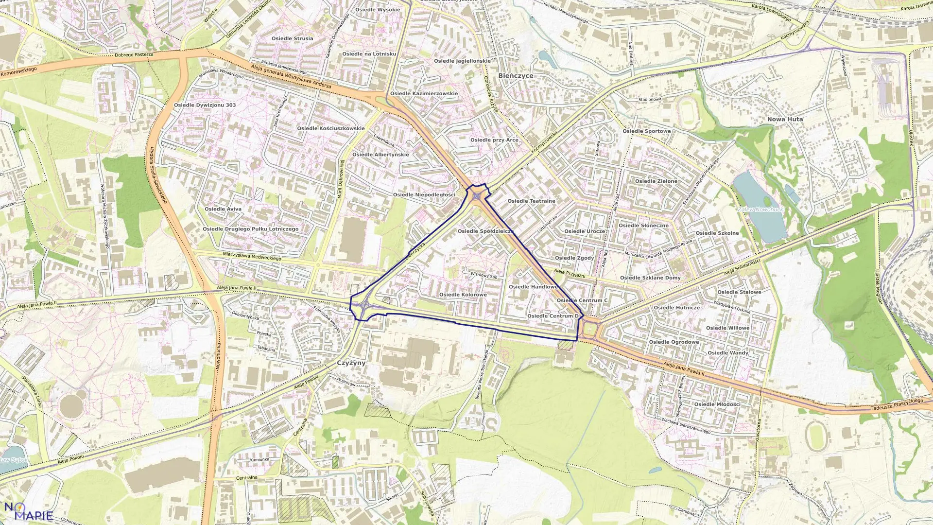 Mapa obrębu NH-51 w mieście Kraków