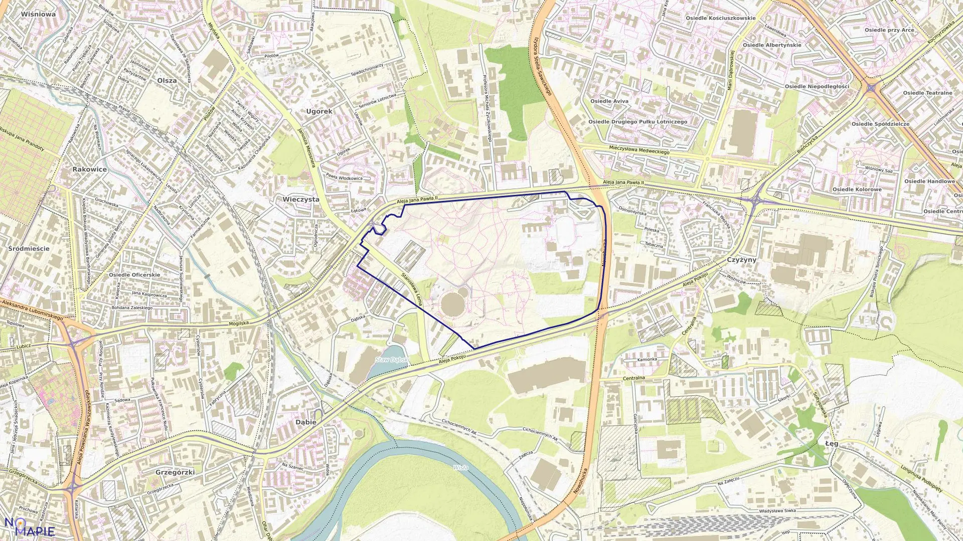 Mapa obrębu NH-52 w mieście Kraków