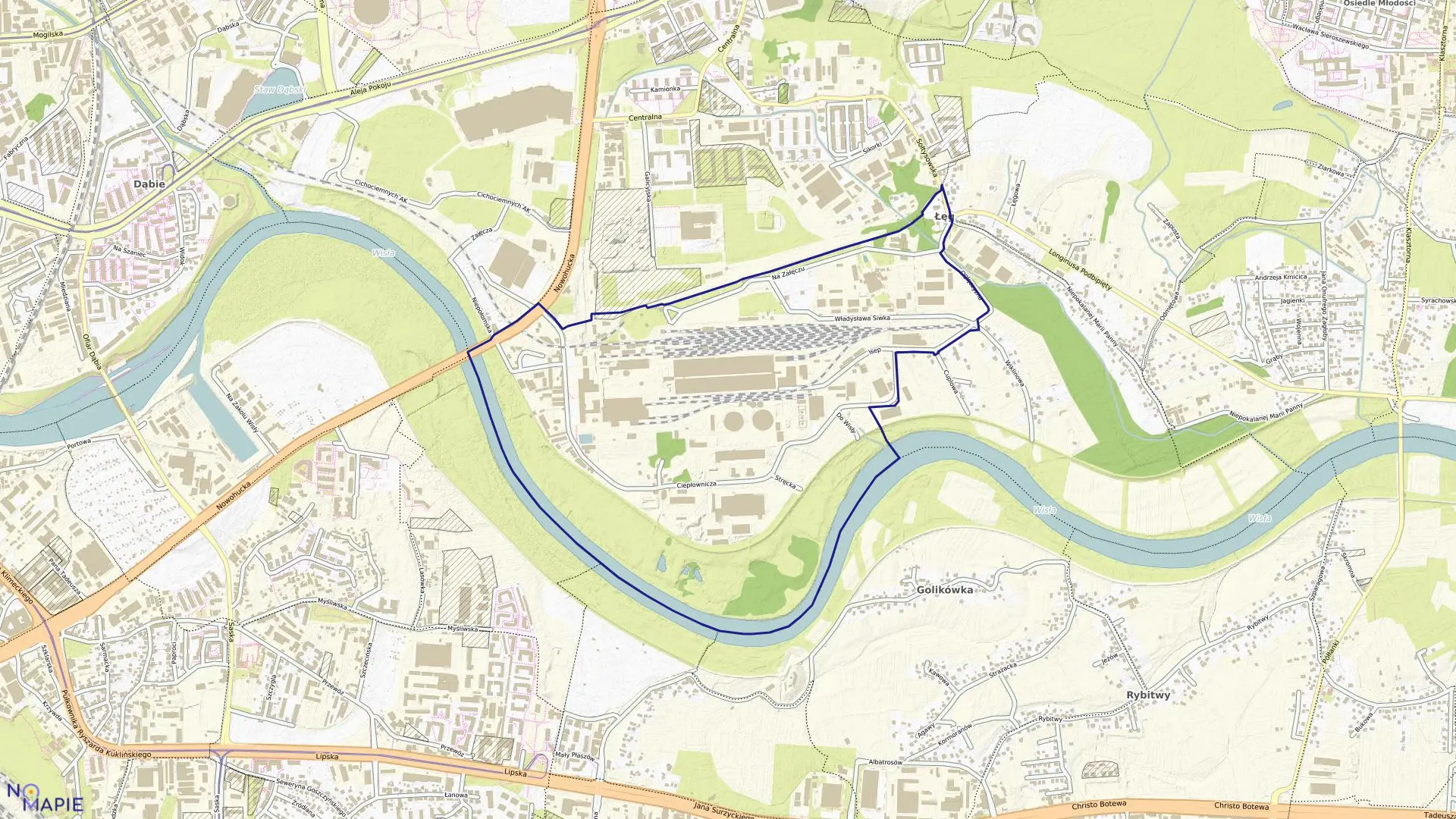 Mapa obrębu NH-55 w mieście Kraków