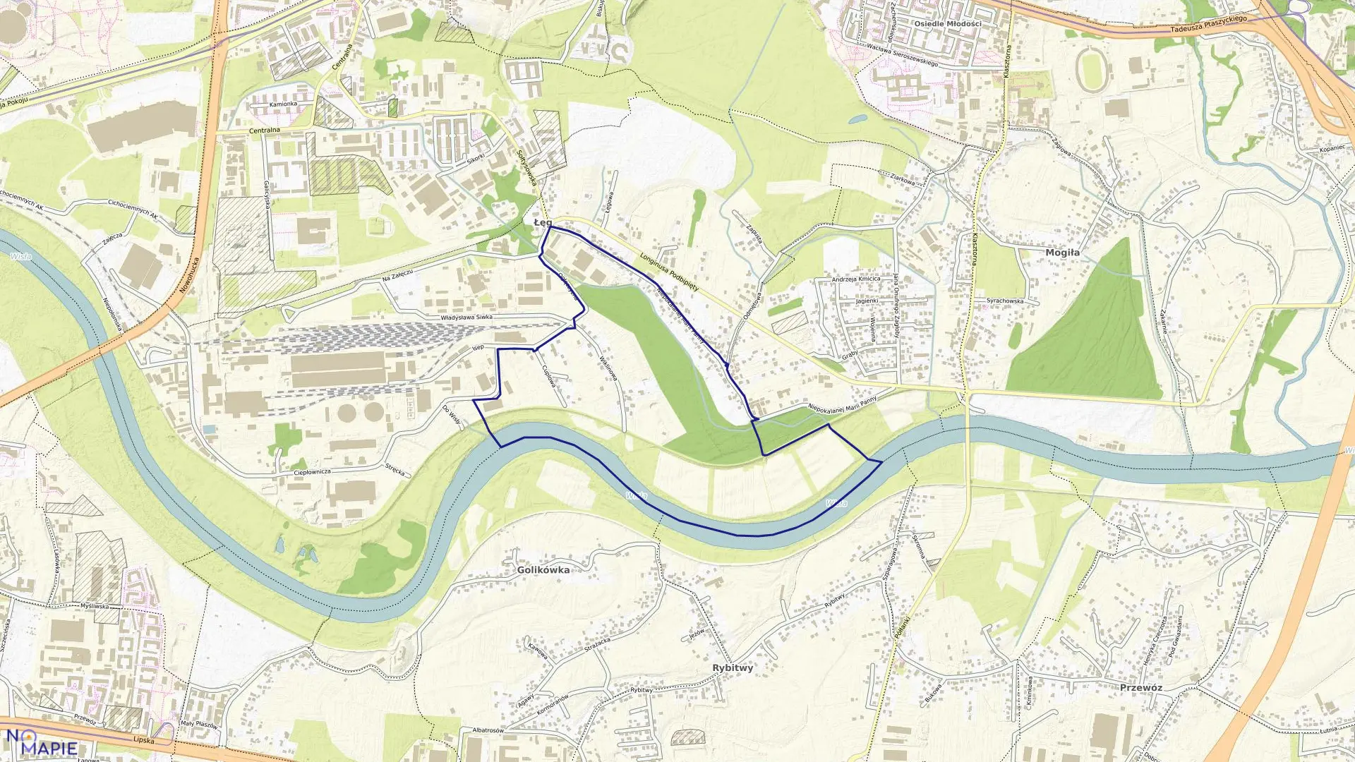 Mapa obrębu NH-57 w mieście Kraków