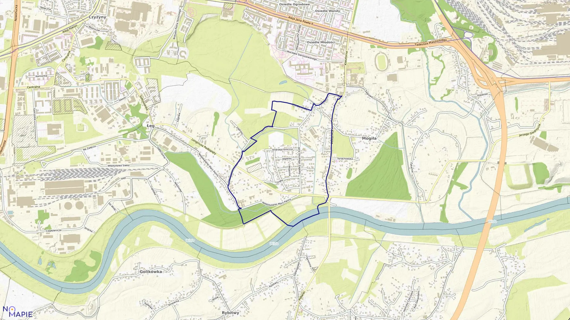 Mapa obrębu NH-58 w mieście Kraków