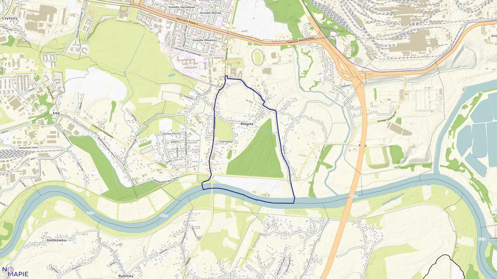 Mapa obrębu NH-59 w mieście Kraków