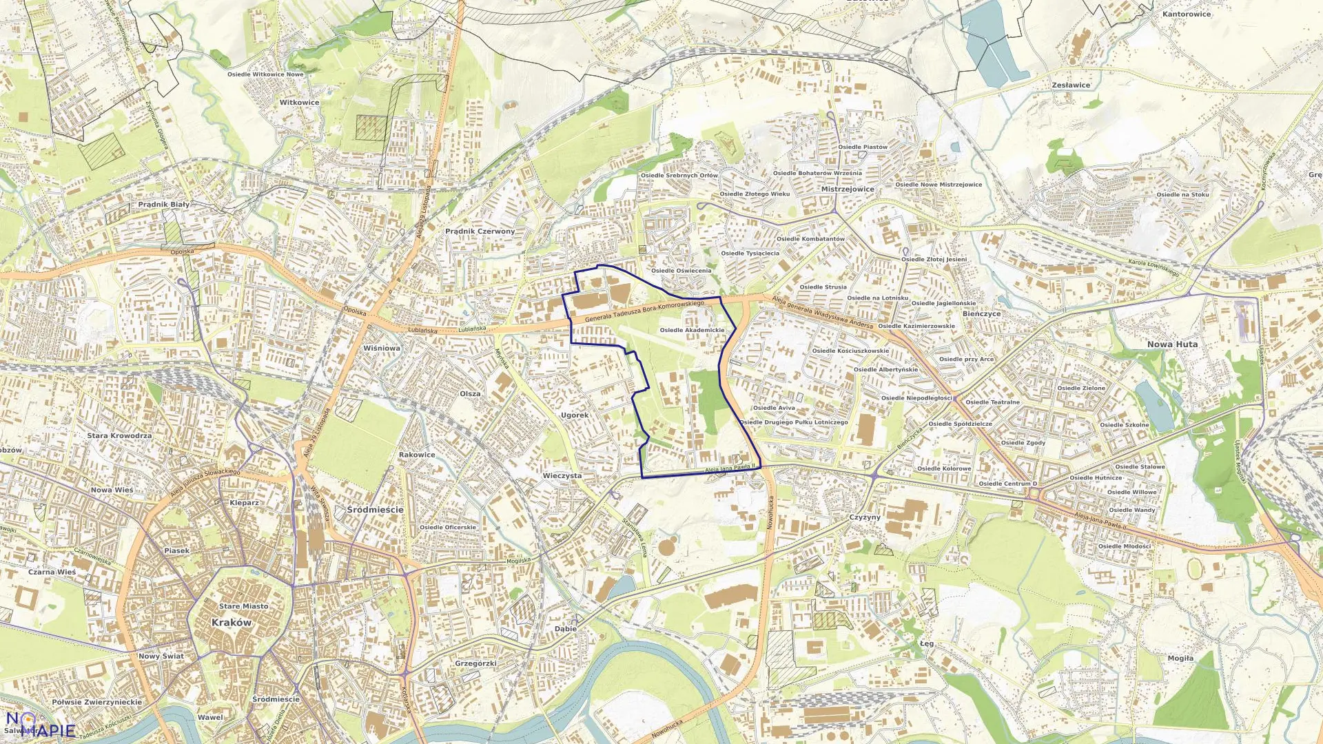 Mapa obrębu NH-6 w mieście Kraków