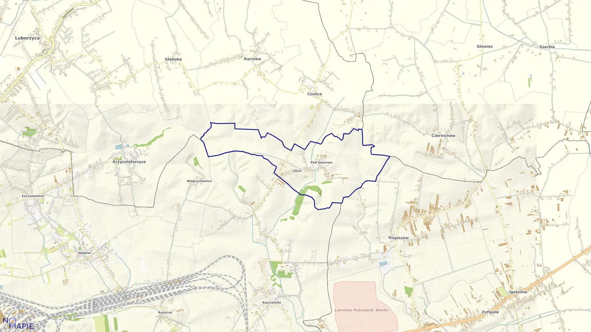 Mapa obrębu NH-61 w mieście Kraków