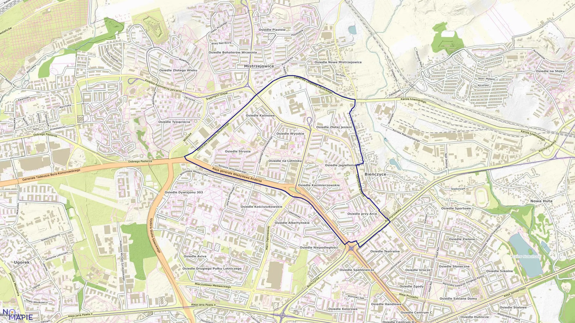 Mapa obrębu NH-8 w mieście Kraków