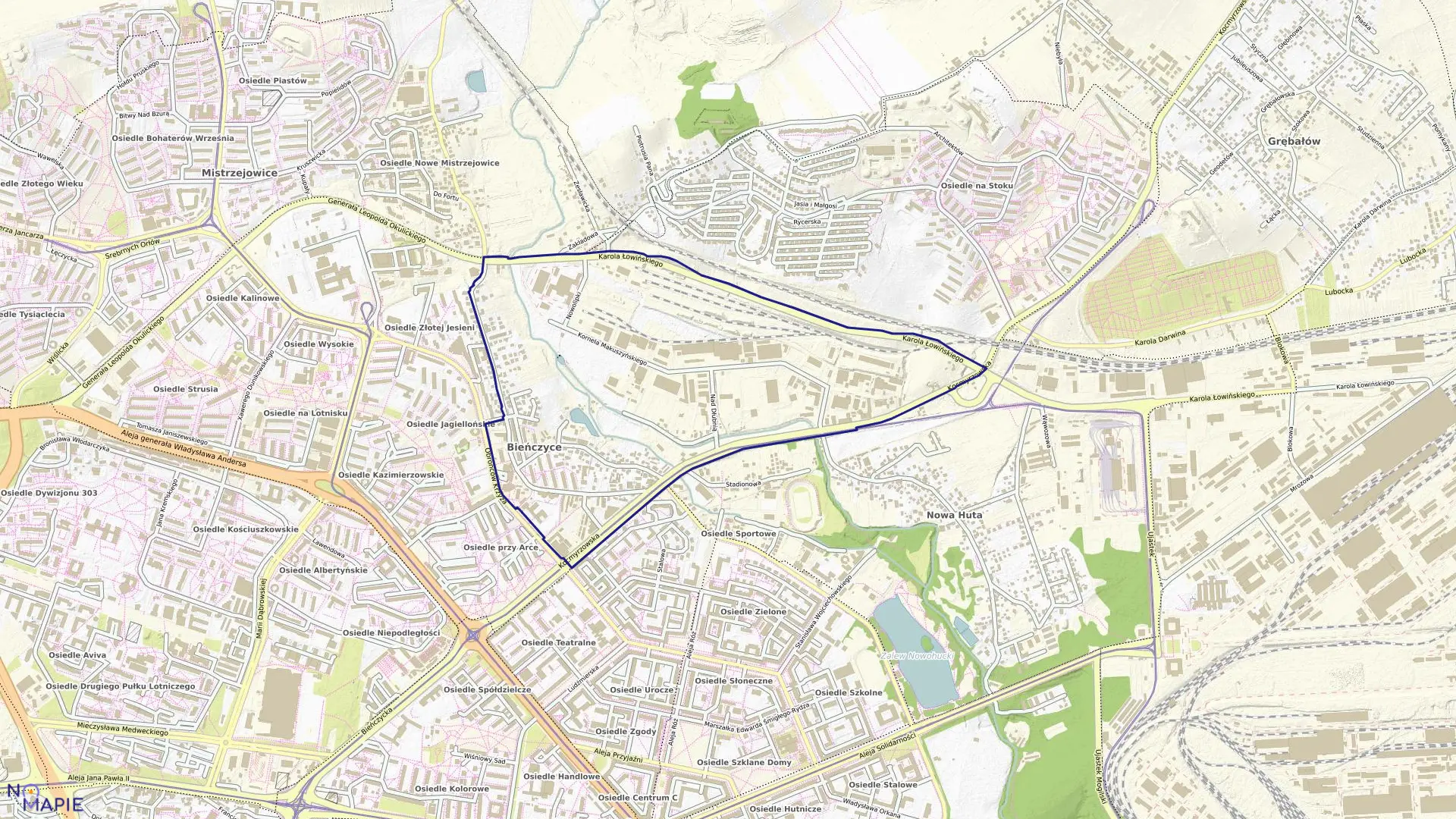 Mapa obrębu NH-9 w mieście Kraków