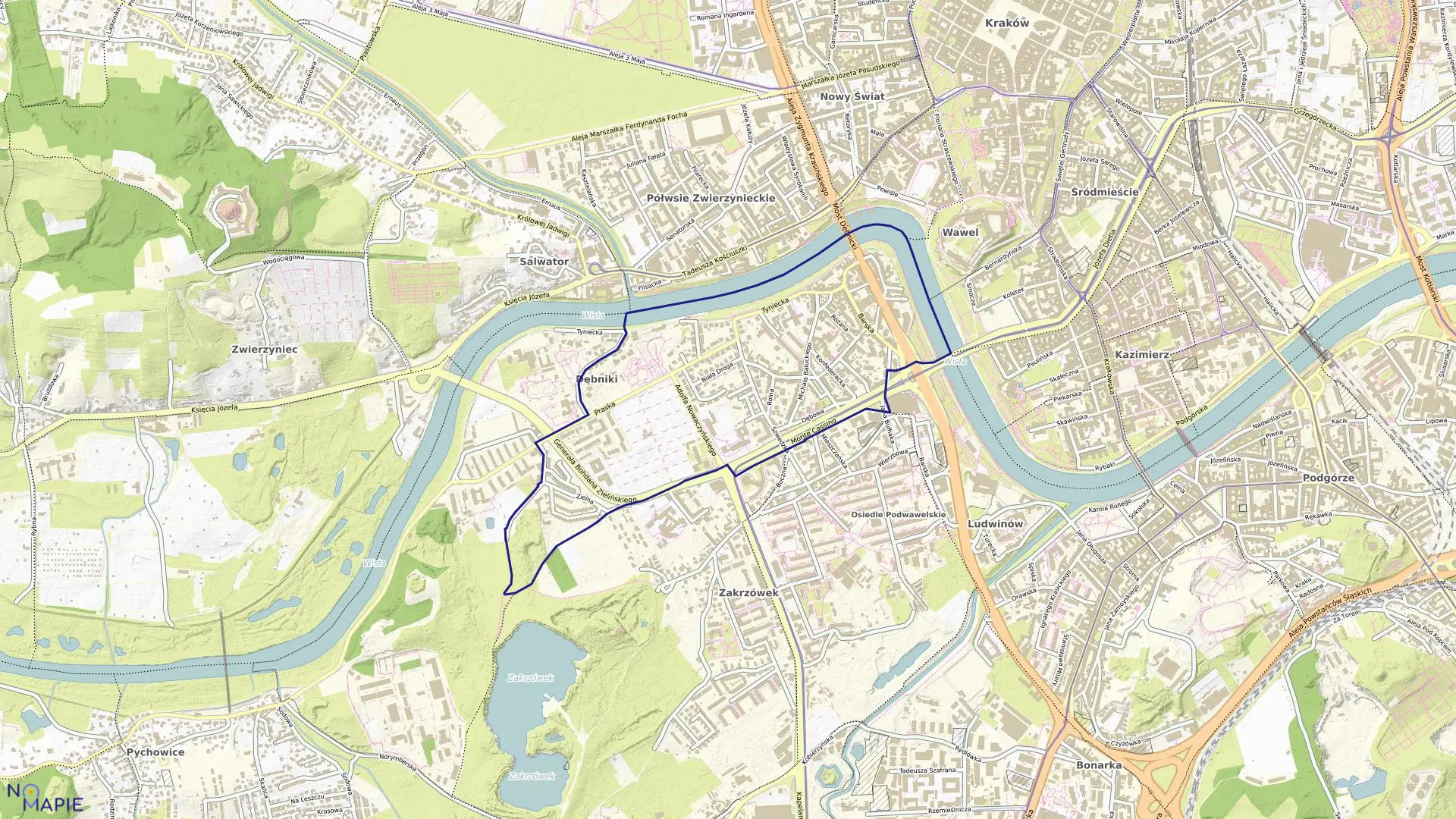 Mapa obrębu P-10 w mieście Kraków