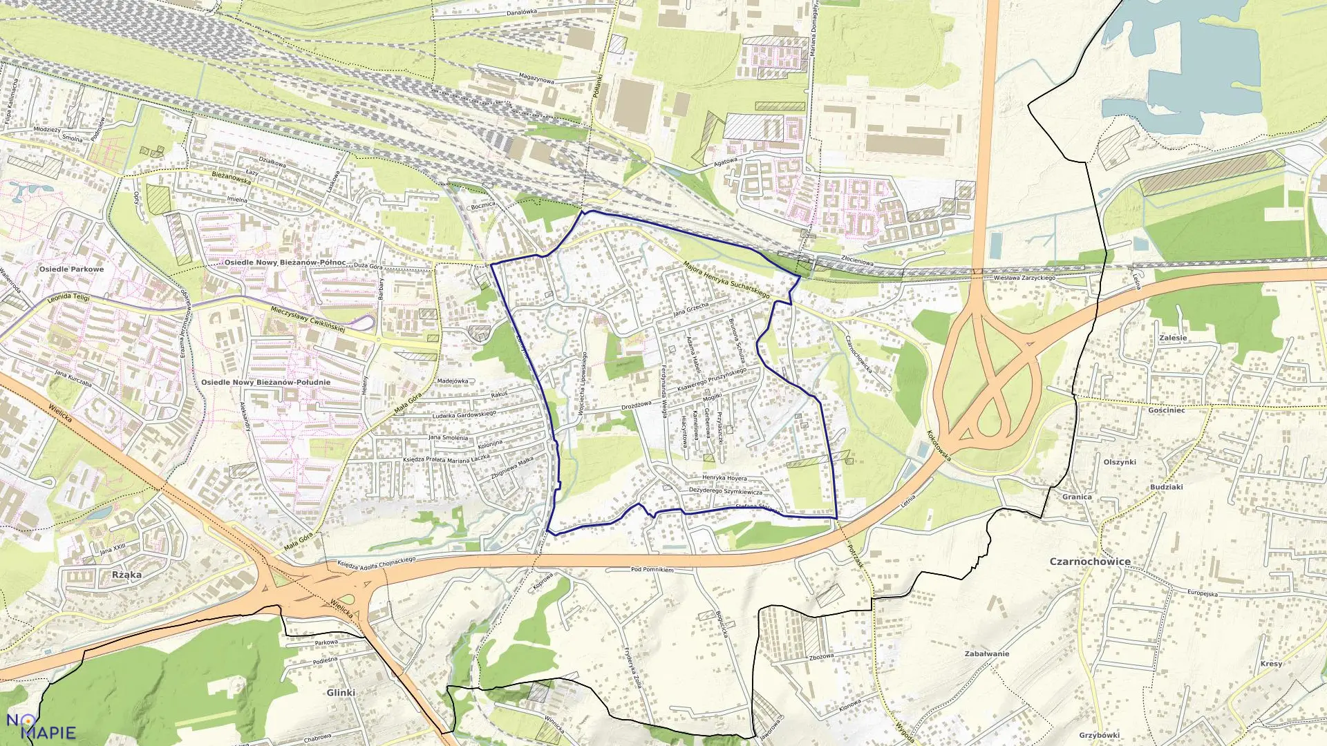 Mapa obrębu P-101 w mieście Kraków