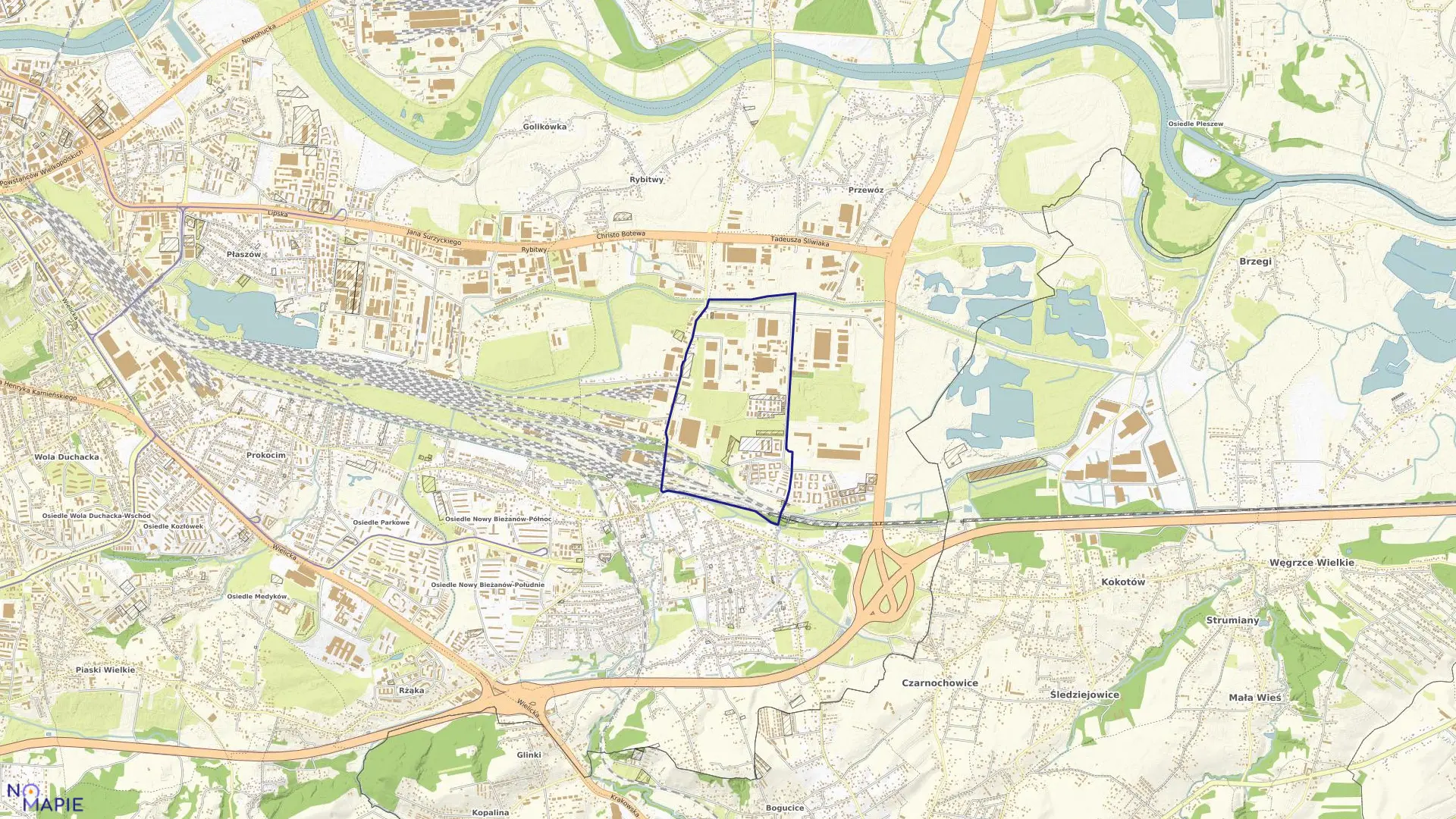 Mapa obrębu P-104 w mieście Kraków