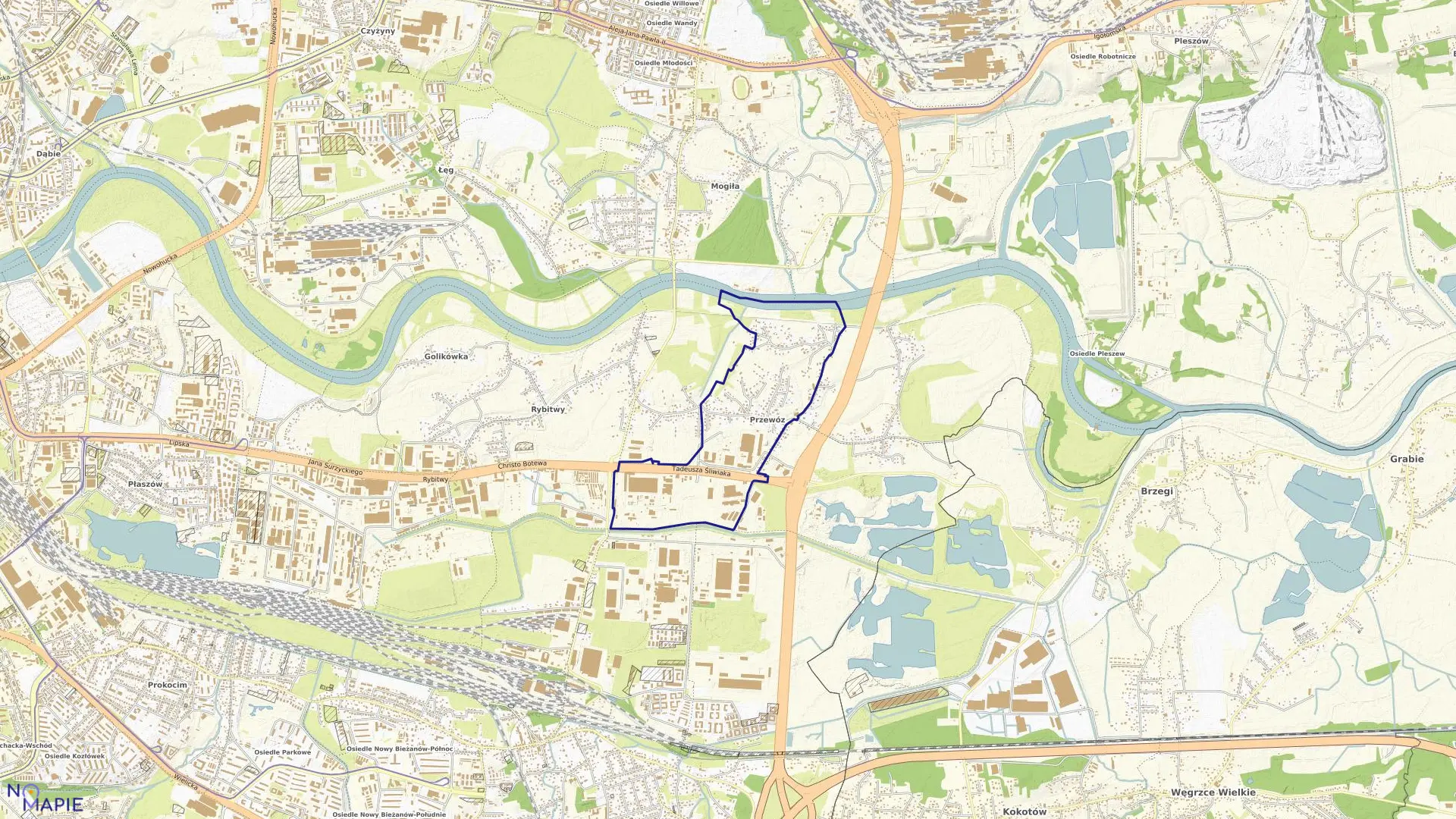 Mapa obrębu P-106 w mieście Kraków