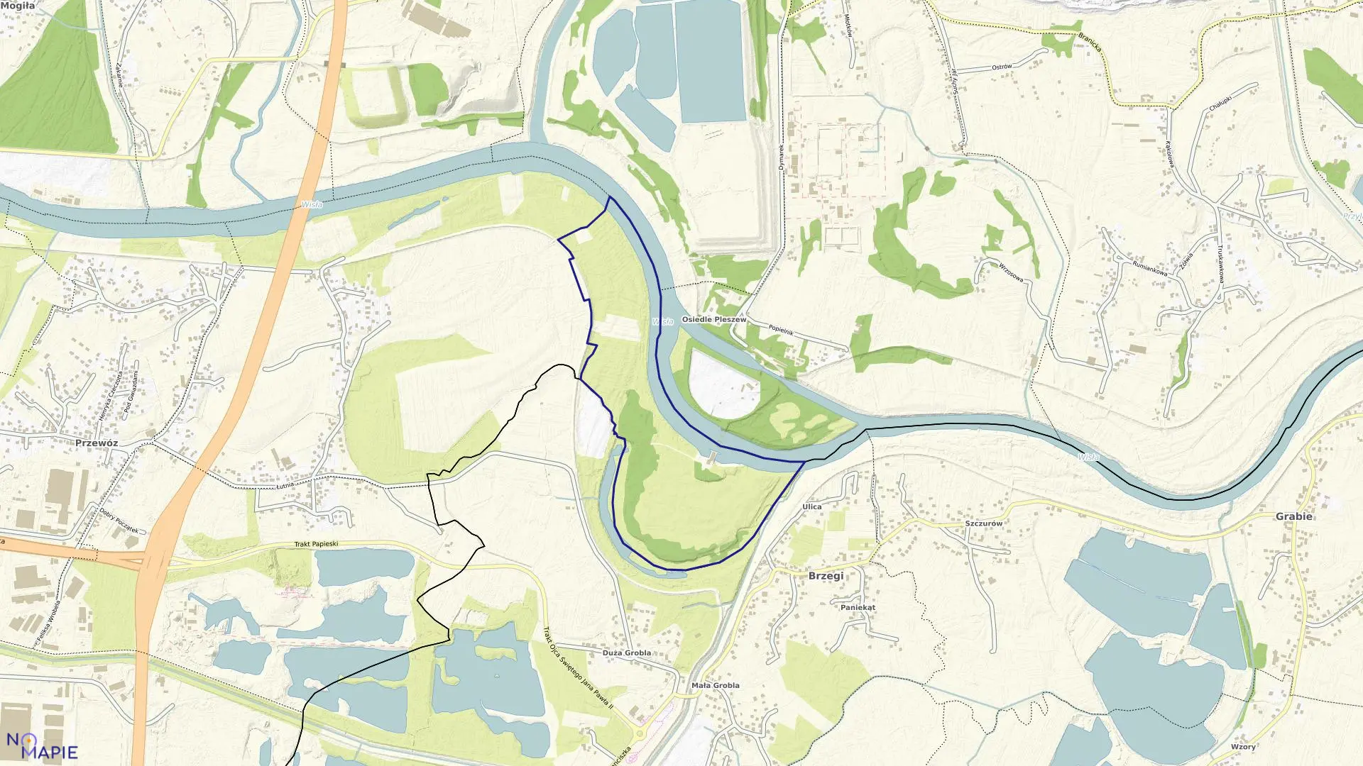 Mapa obrębu P-109 w mieście Kraków