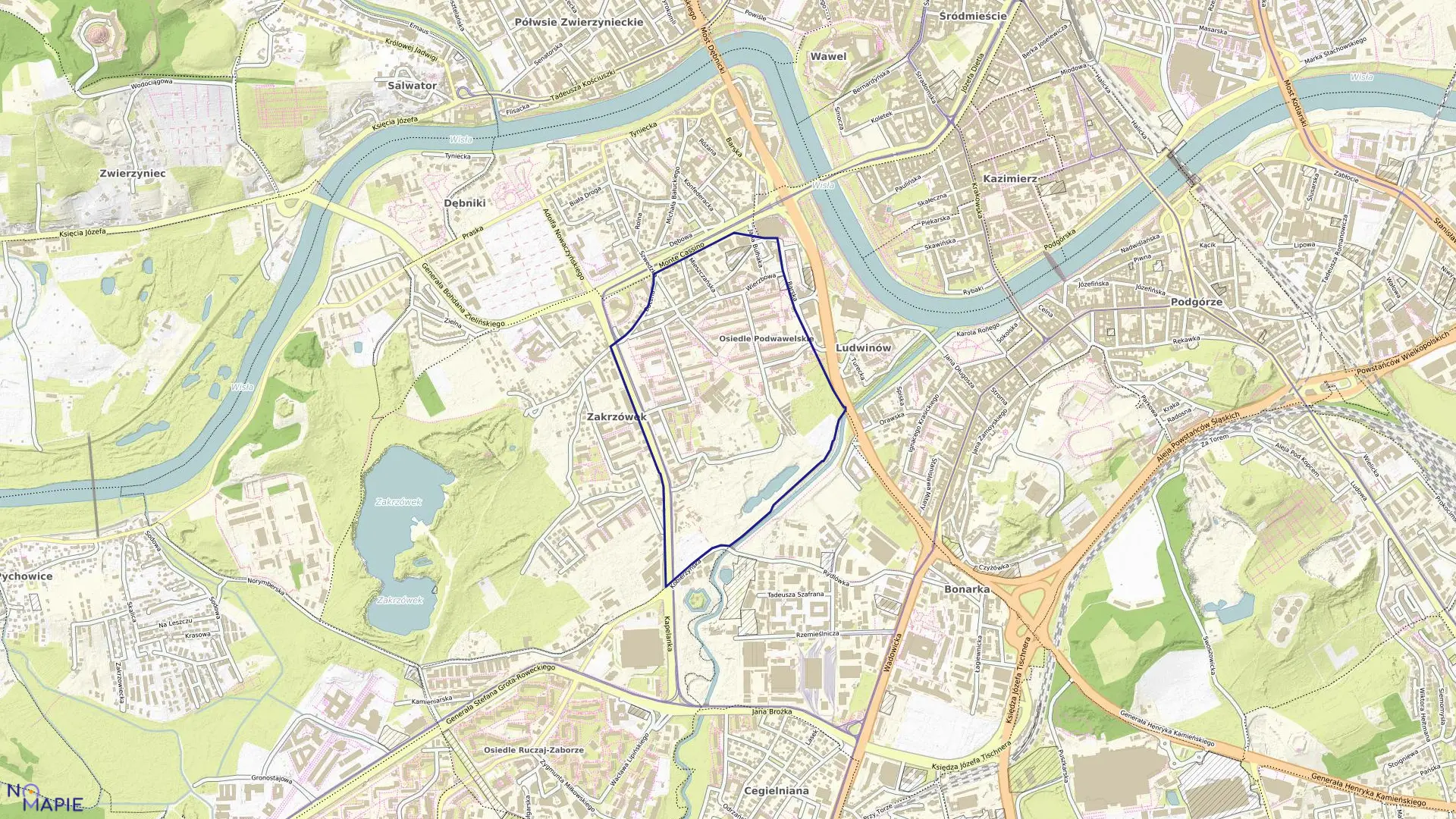 Mapa obrębu P-11 w mieście Kraków