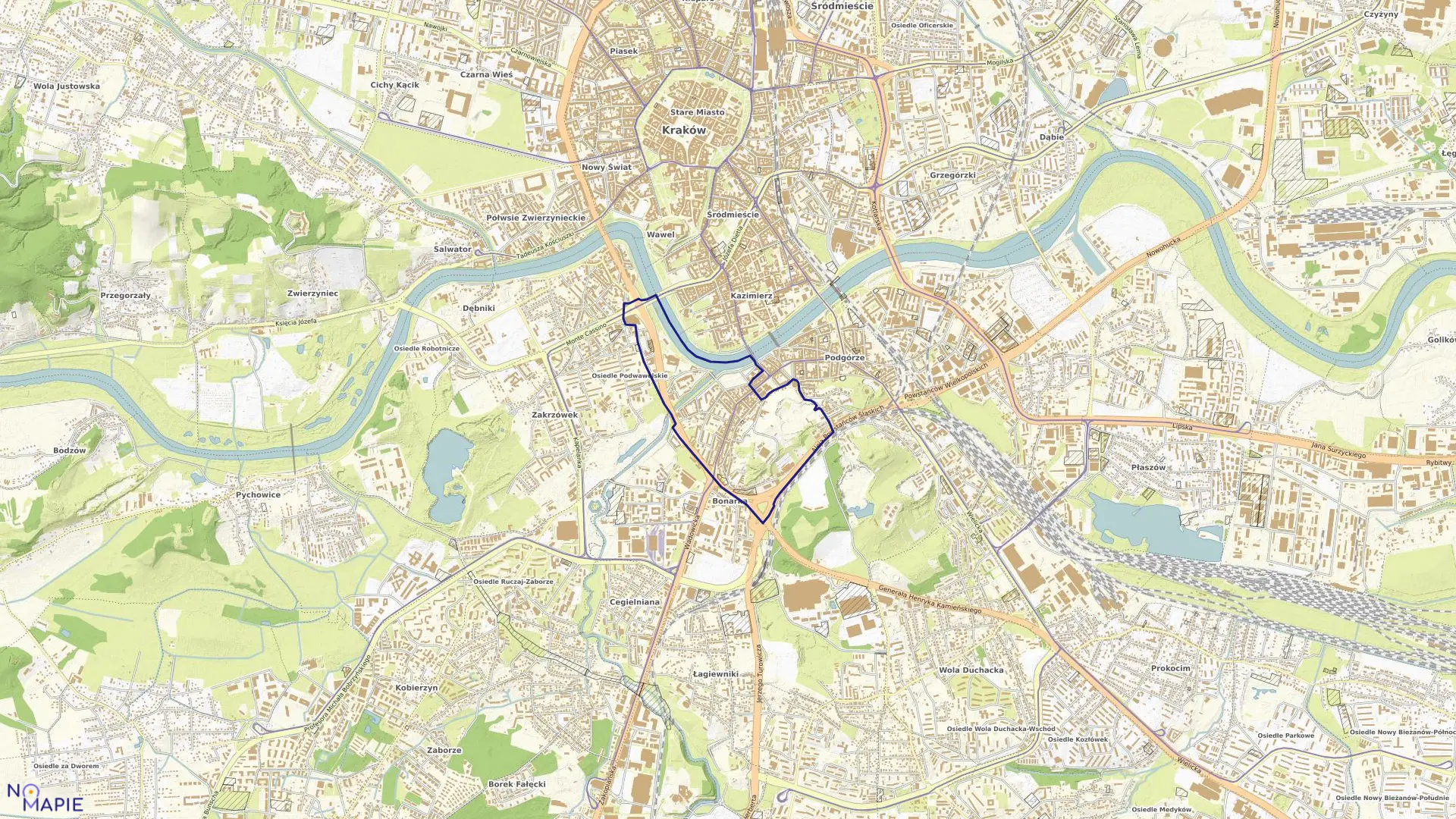 Mapa obrębu P-12 w mieście Kraków