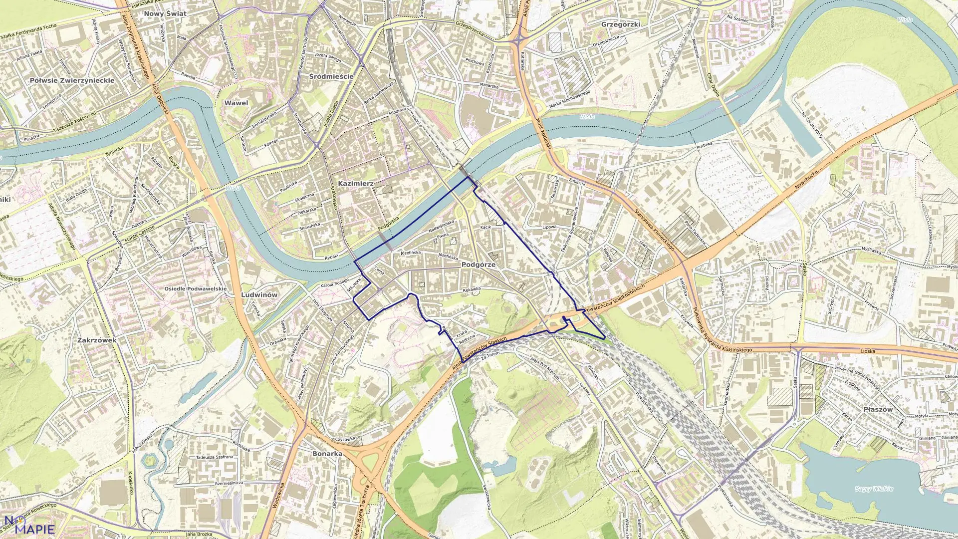 Mapa obrębu P-13 w mieście Kraków