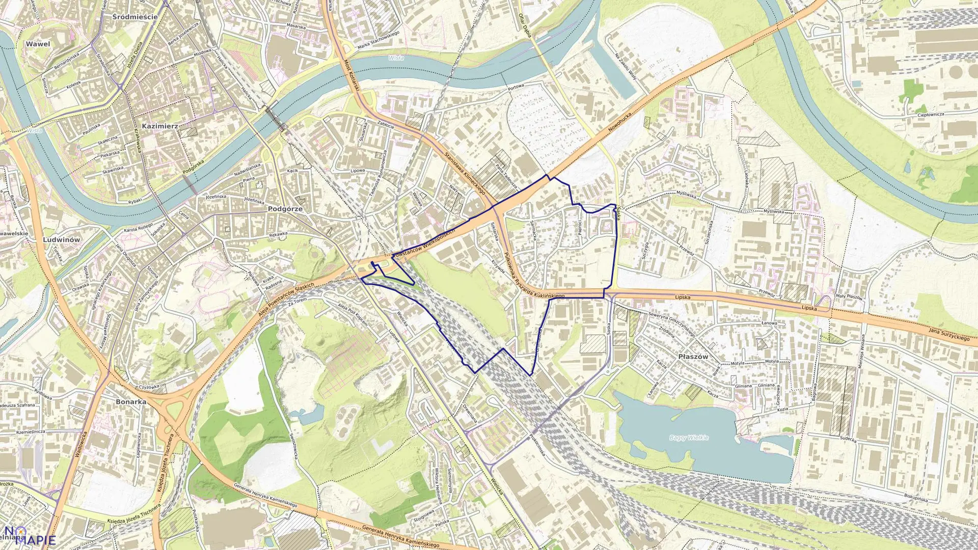 Mapa obrębu P-15 w mieście Kraków