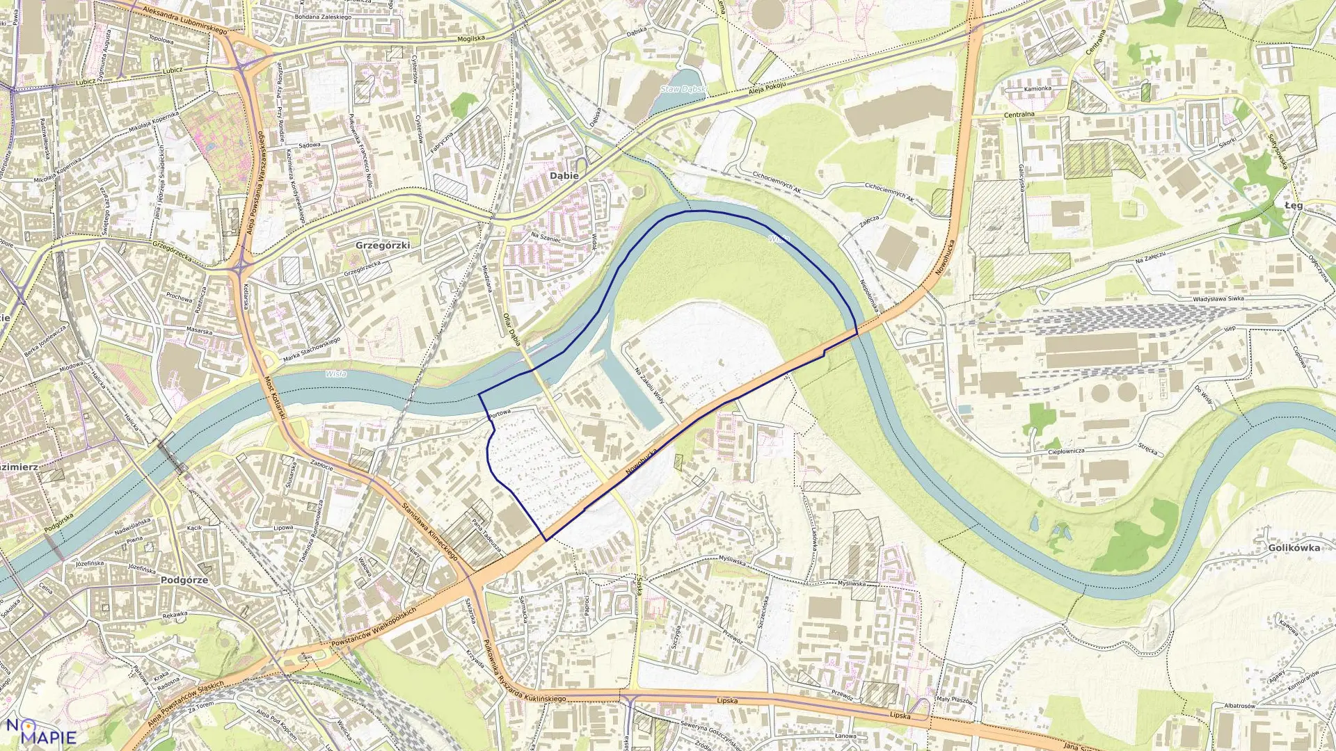 Mapa obrębu P-16 w mieście Kraków