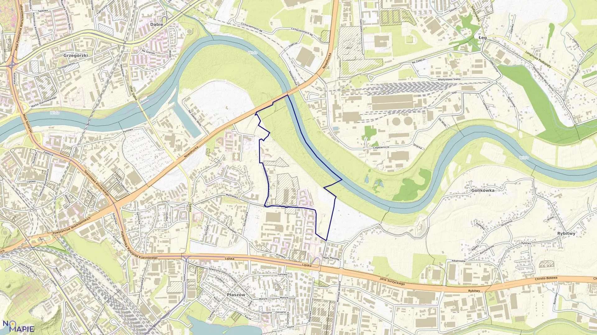 Mapa obrębu P-18 w mieście Kraków