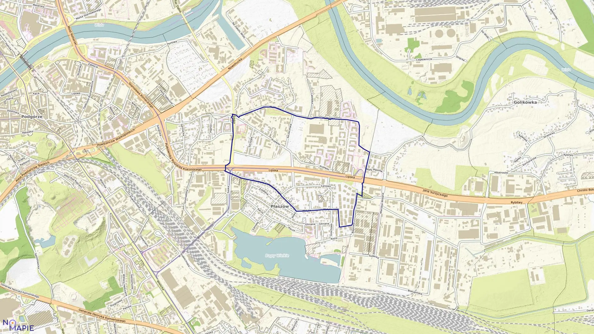 Mapa obrębu P-19 w mieście Kraków