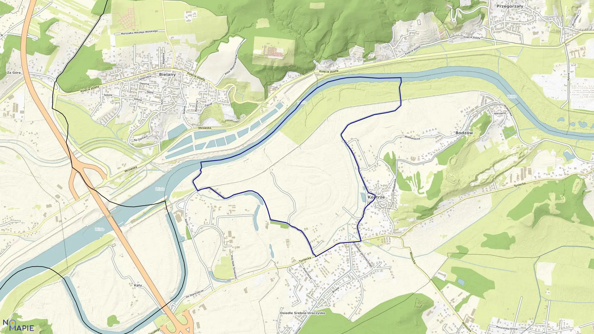 Mapa obrębu P-2 w mieście Kraków