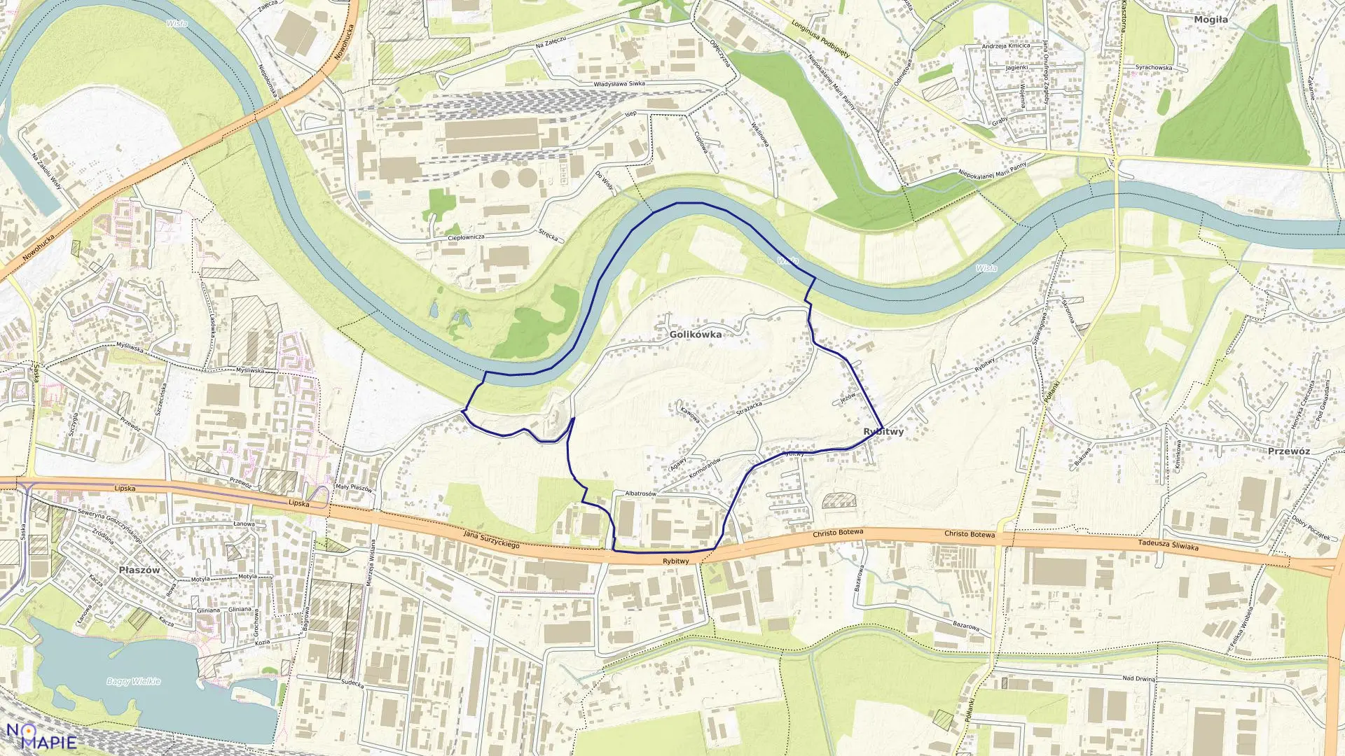 Mapa obrębu P-21 w mieście Kraków