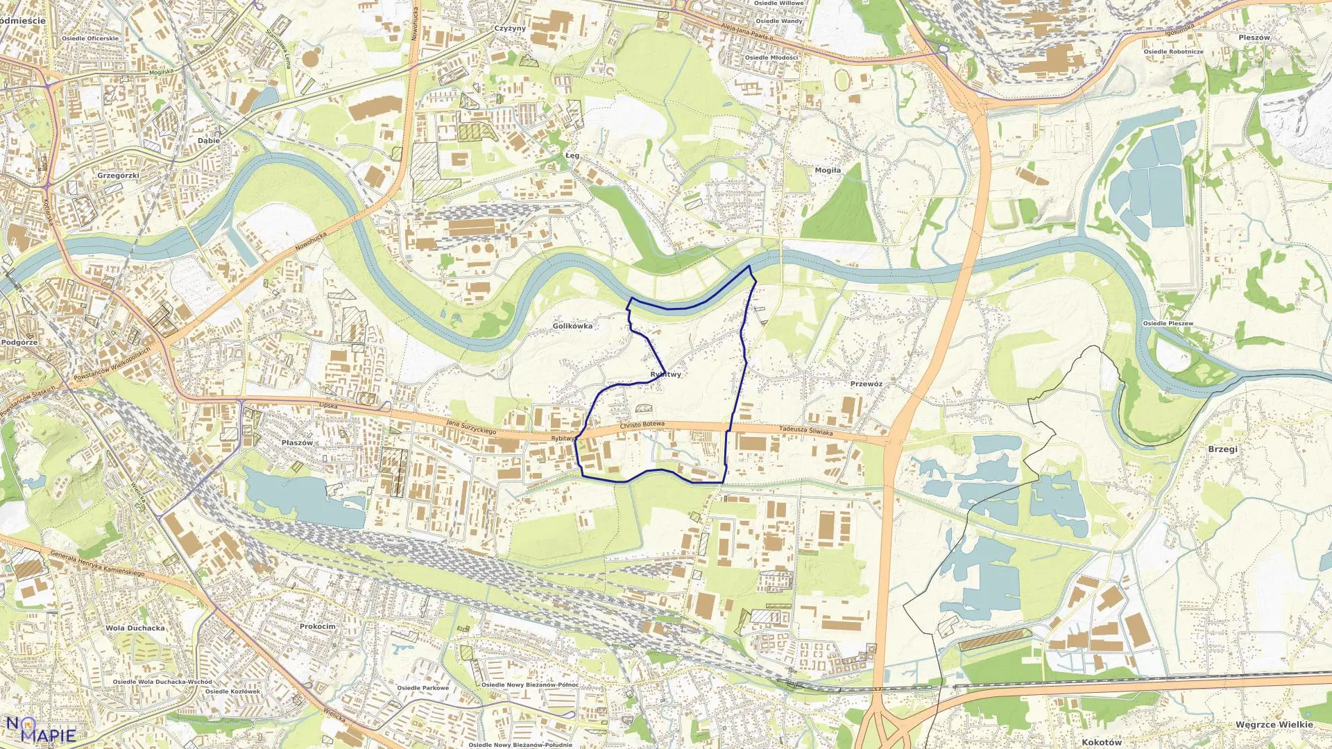 Mapa obrębu P-22 w mieście Kraków