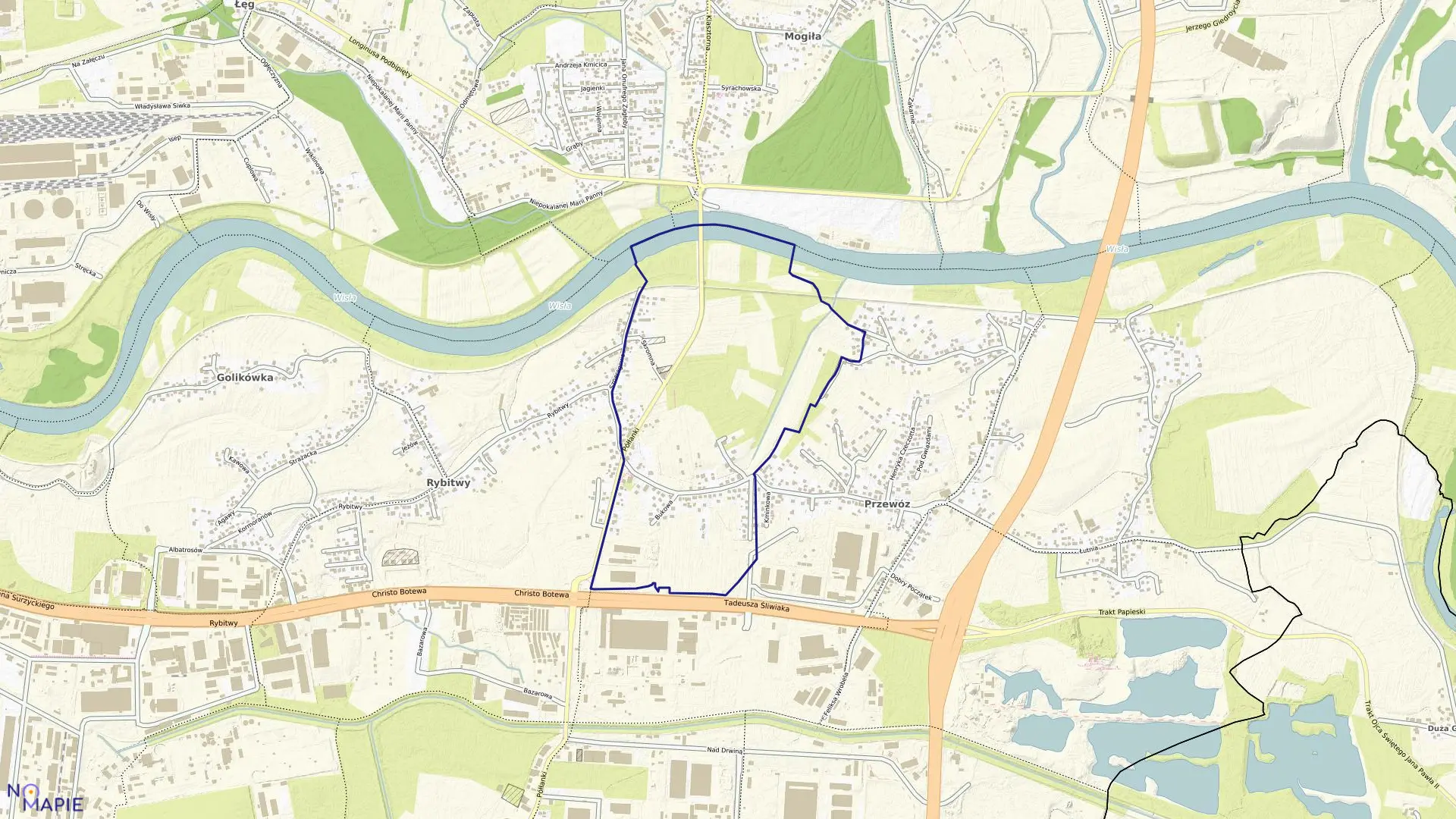 Mapa obrębu P-23 w mieście Kraków