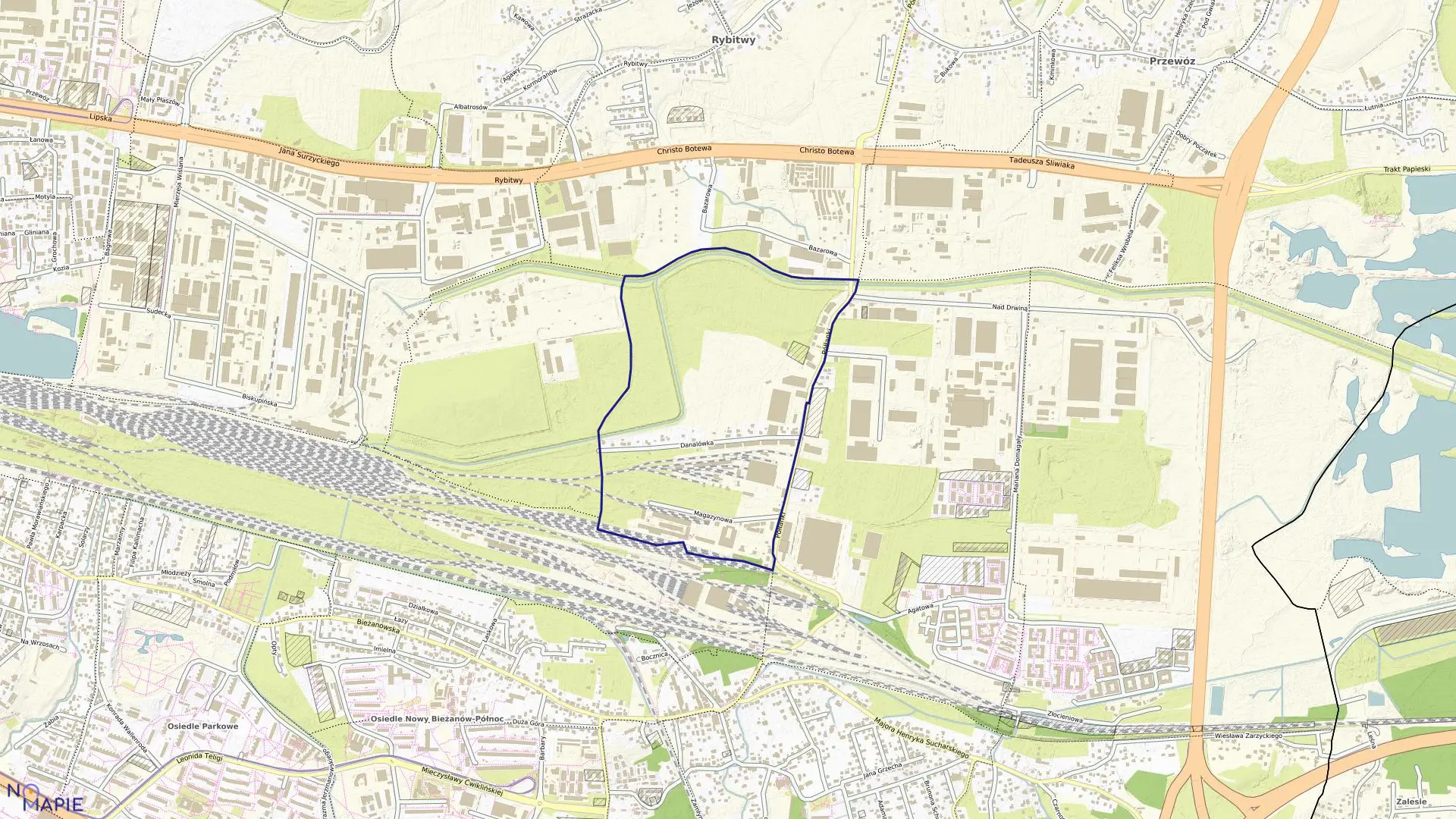 Mapa obrębu P-25 w mieście Kraków