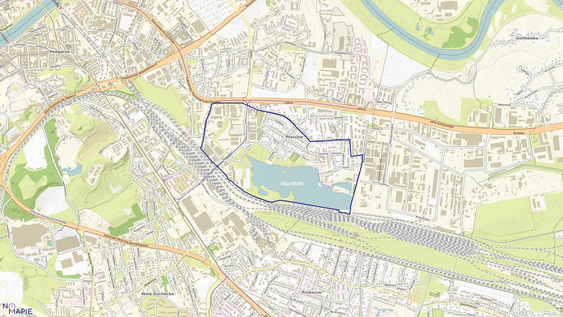 Mapa obrębu P-28 w mieście Kraków