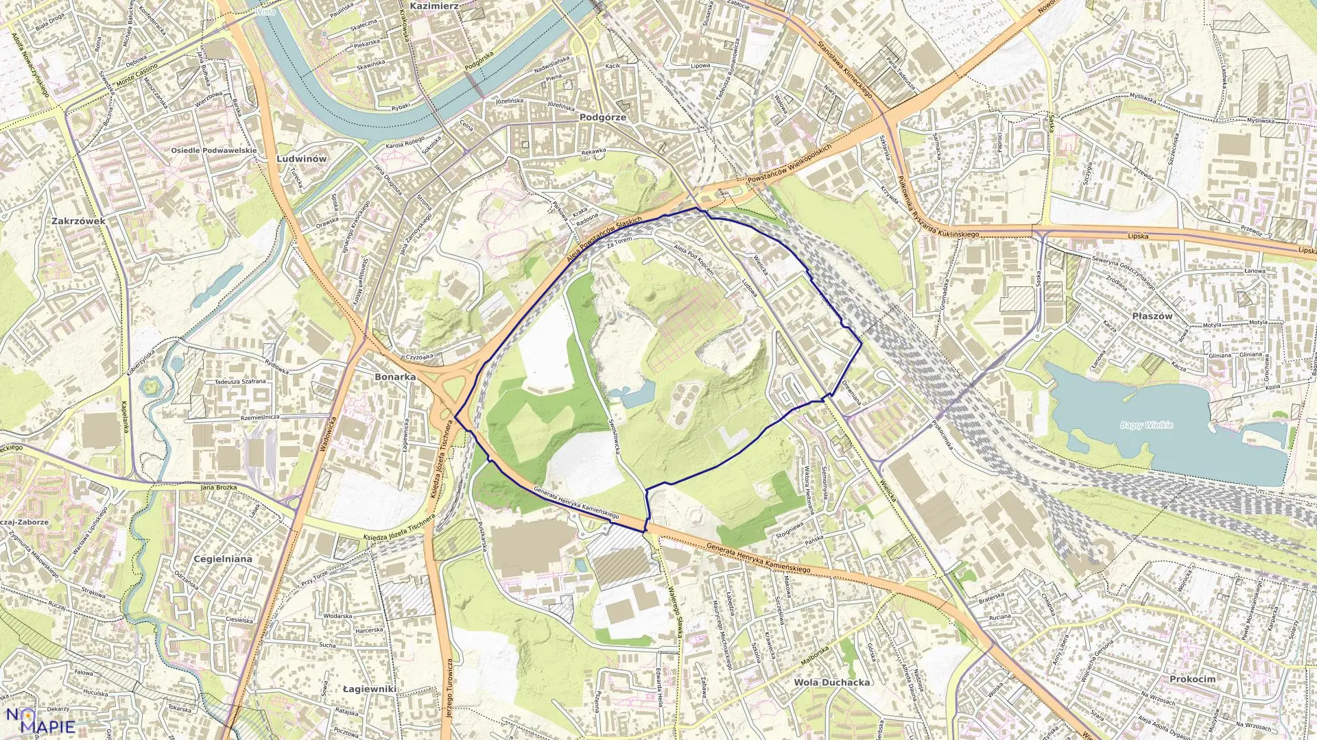 Mapa obrębu P-29 w mieście Kraków