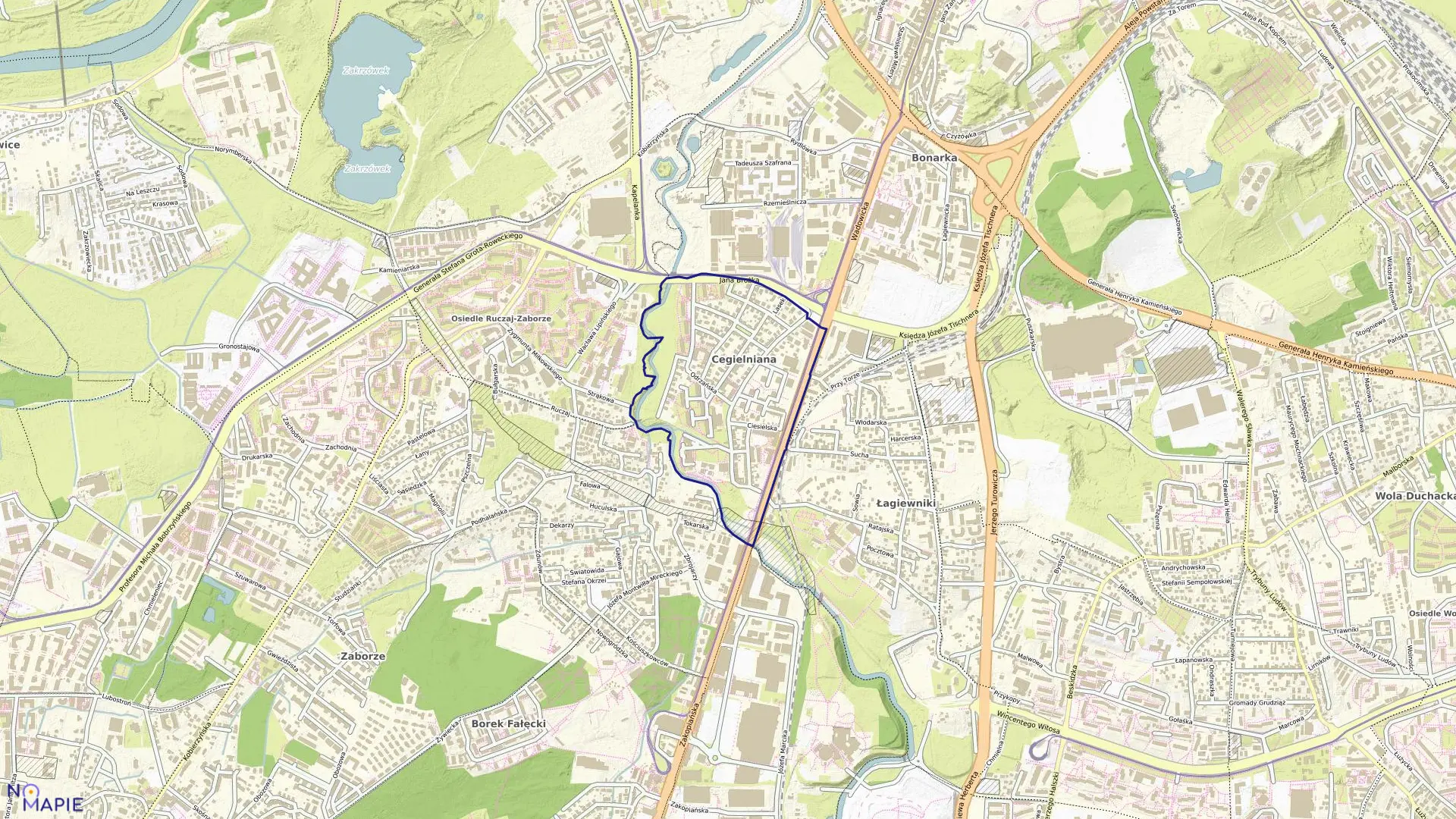 Mapa obrębu P-32 w mieście Kraków