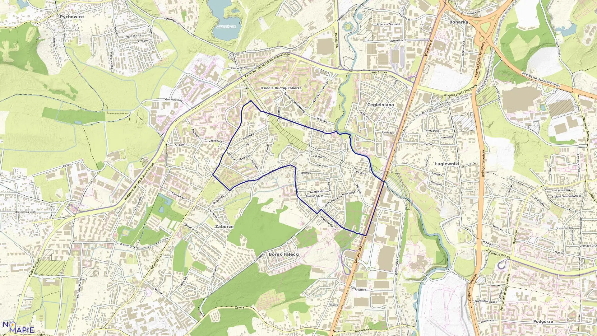 Mapa obrębu P-33 w mieście Kraków