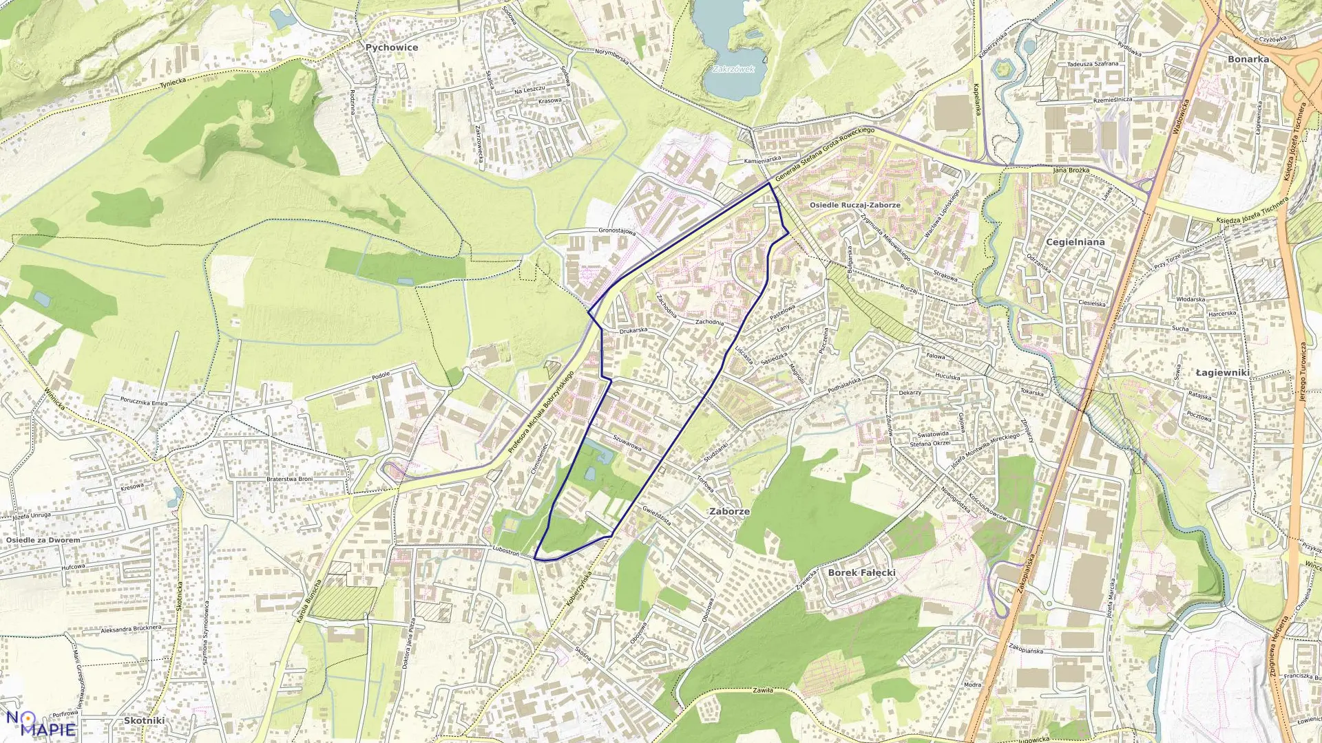 Mapa obrębu P-34 w mieście Kraków