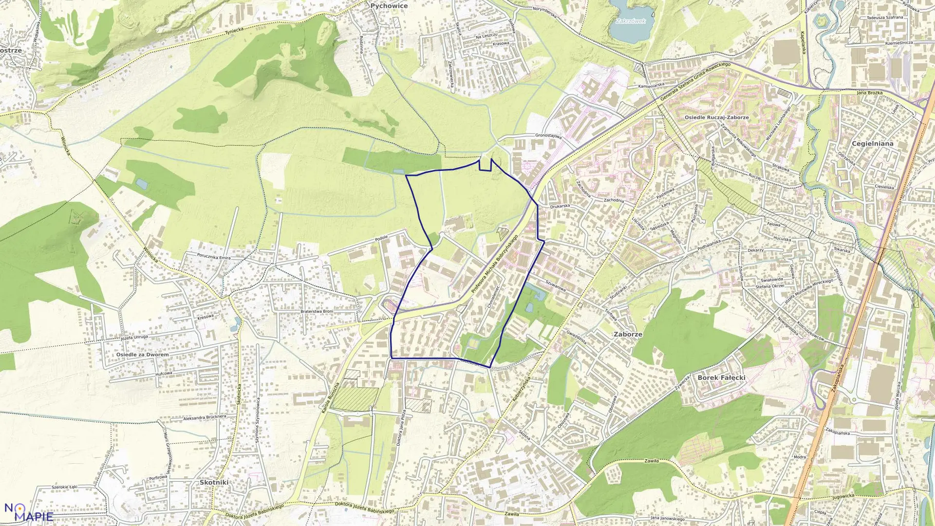 Mapa obrębu P-35 w mieście Kraków