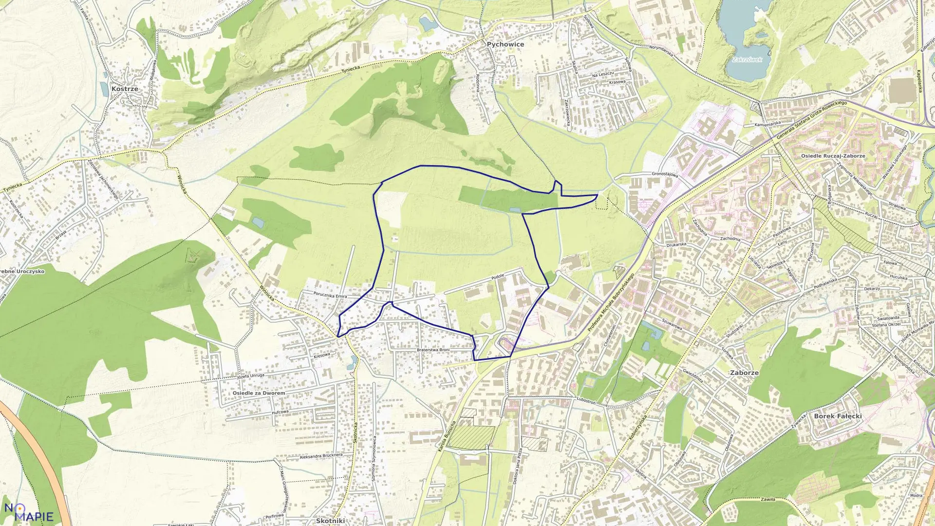 Mapa obrębu P-38 w mieście Kraków