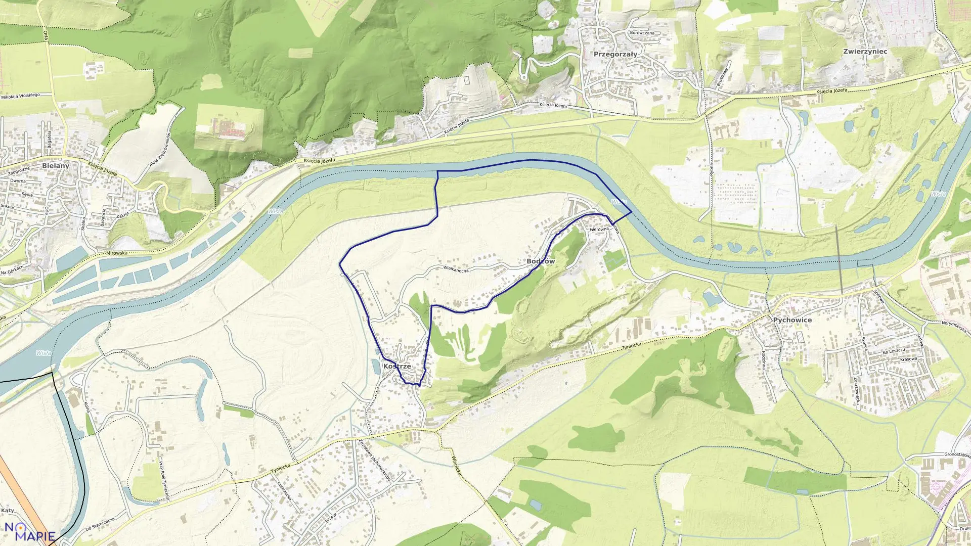 Mapa obrębu P-4 w mieście Kraków