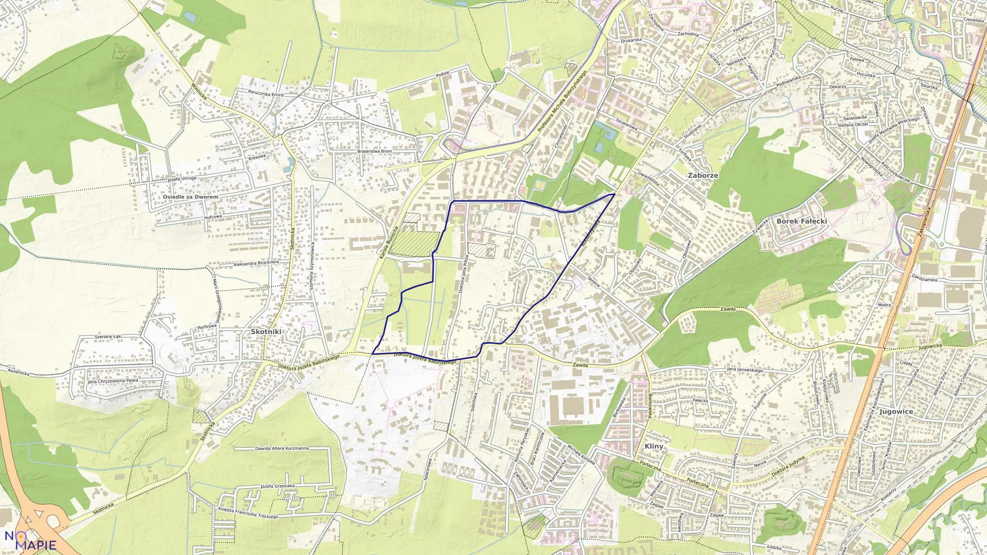 Mapa obrębu P-42 w mieście Kraków