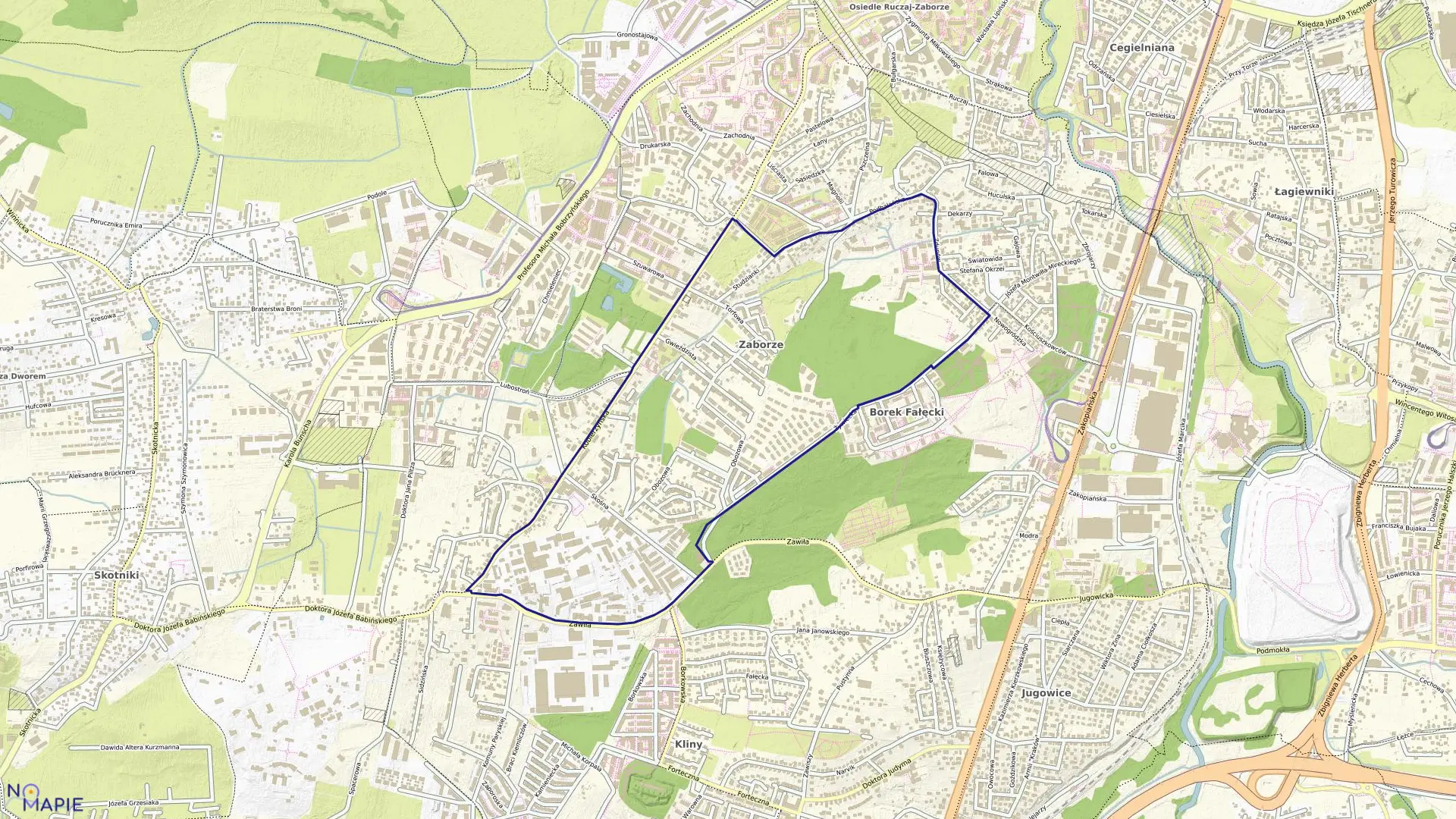 Mapa obrębu P-43 w mieście Kraków