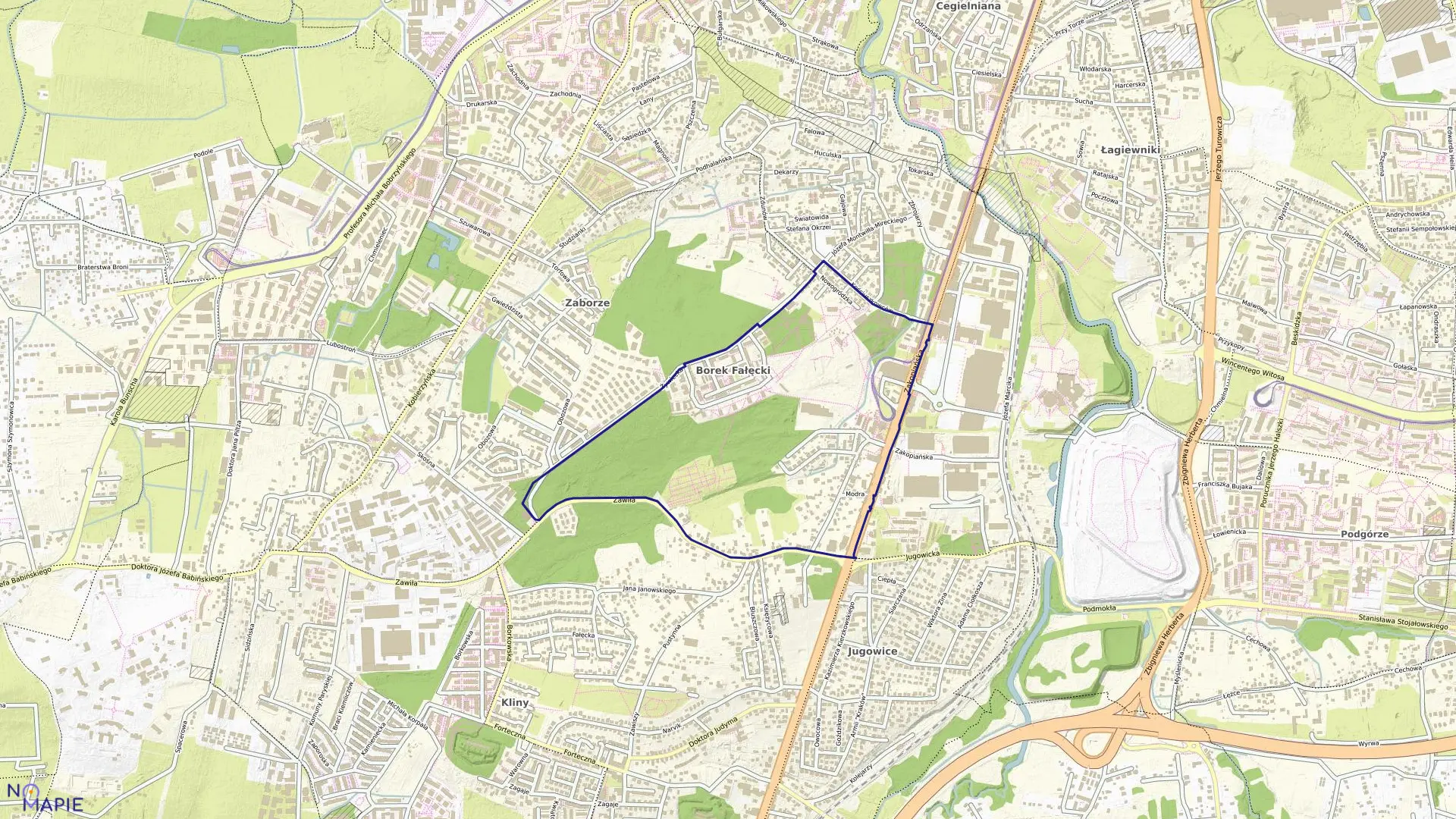 Mapa obrębu P-44 w mieście Kraków