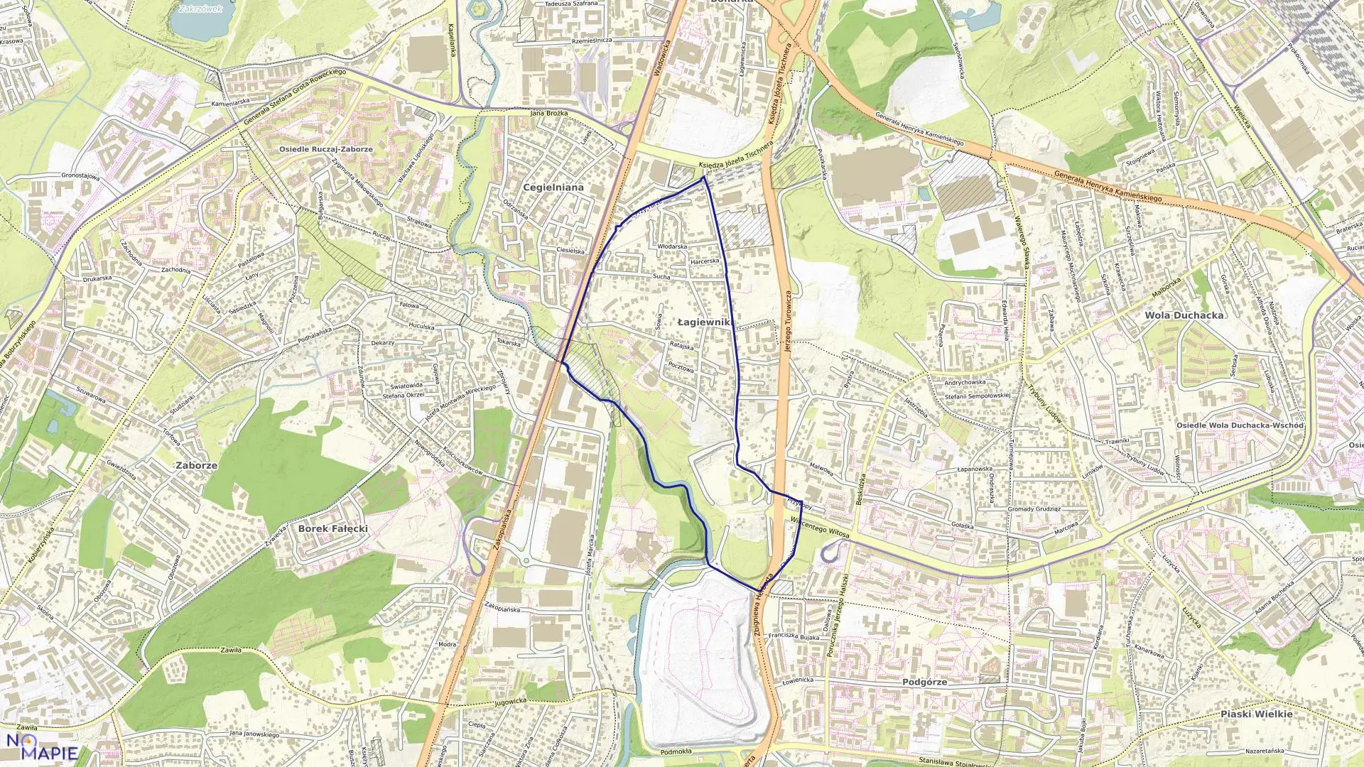 Mapa obrębu P-46 w mieście Kraków