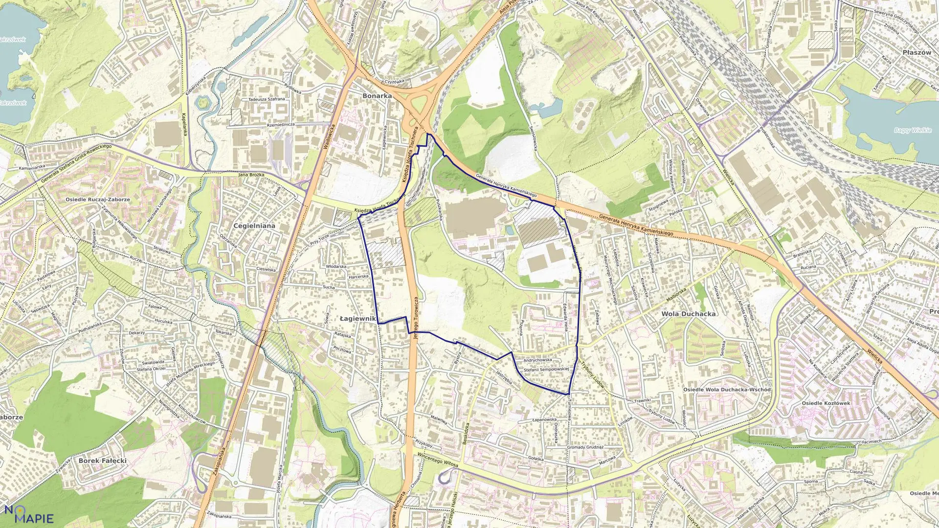 Mapa obrębu P-47 w mieście Kraków