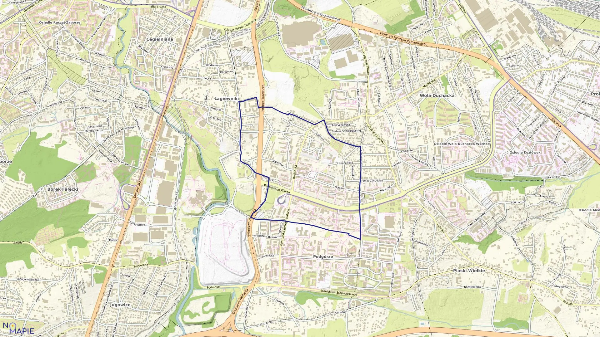 Mapa obrębu P-48 w mieście Kraków