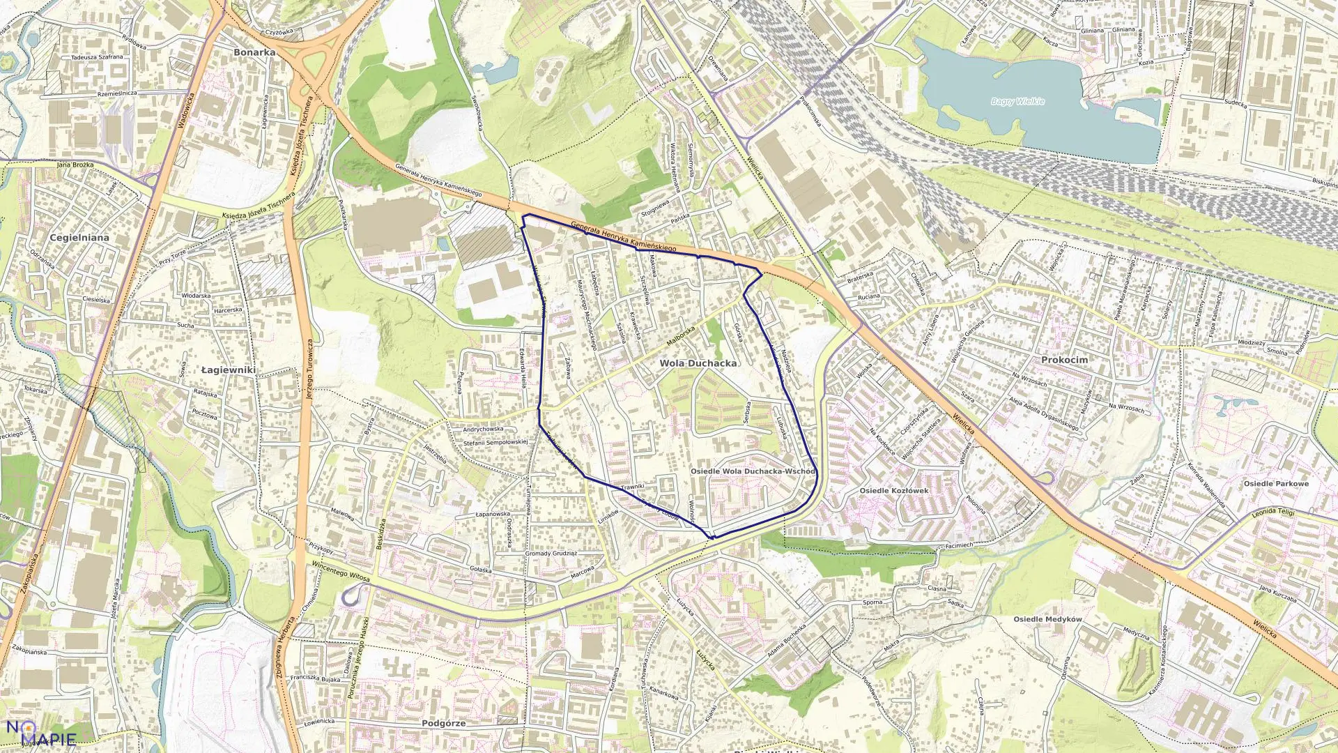 Mapa obrębu P-49 w mieście Kraków